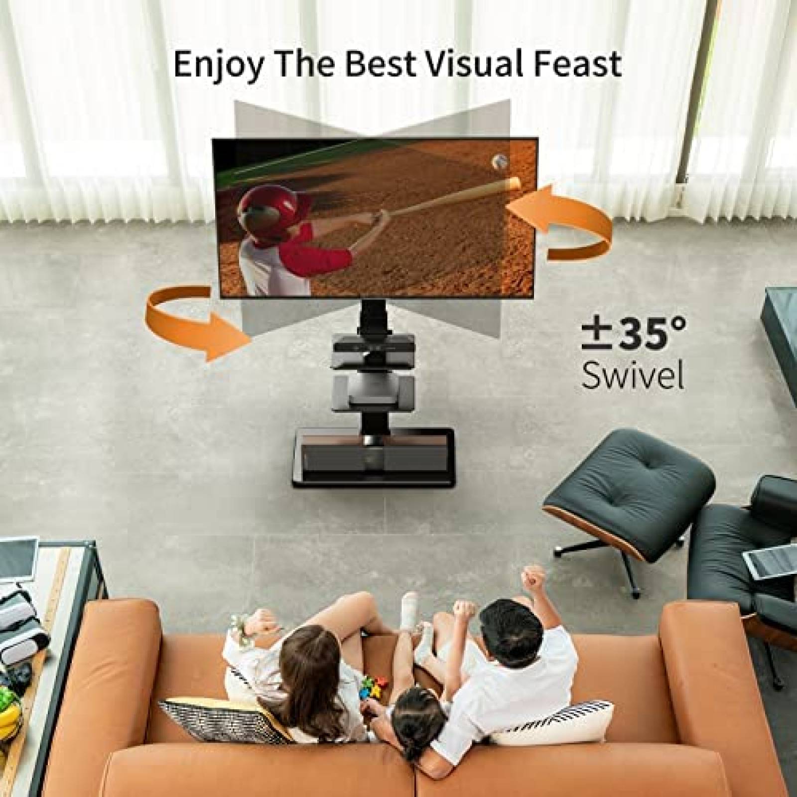 Soporte para TV AM Alphamount 72'' Giratorio 35 de Piso