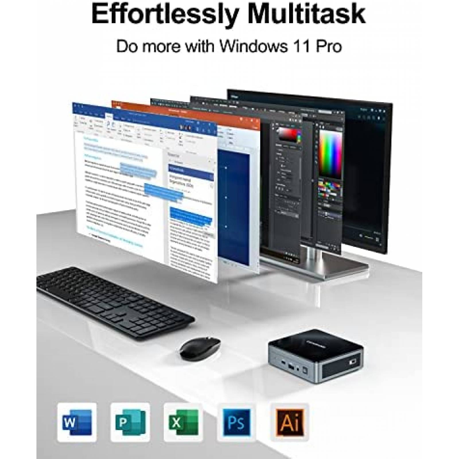 Mini PC GEEKOM Celeron N5095 8GB 256GB W11P -Negro
