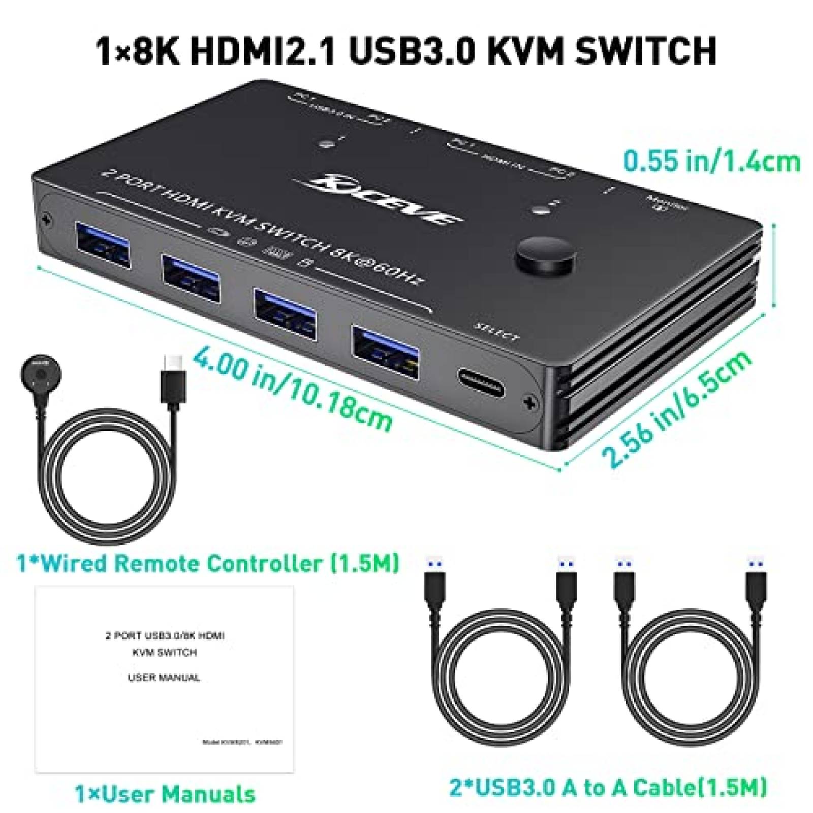 Switch HDMI de 4 Puertos de 8K 60Hz - Conmutadores de Vídeo
