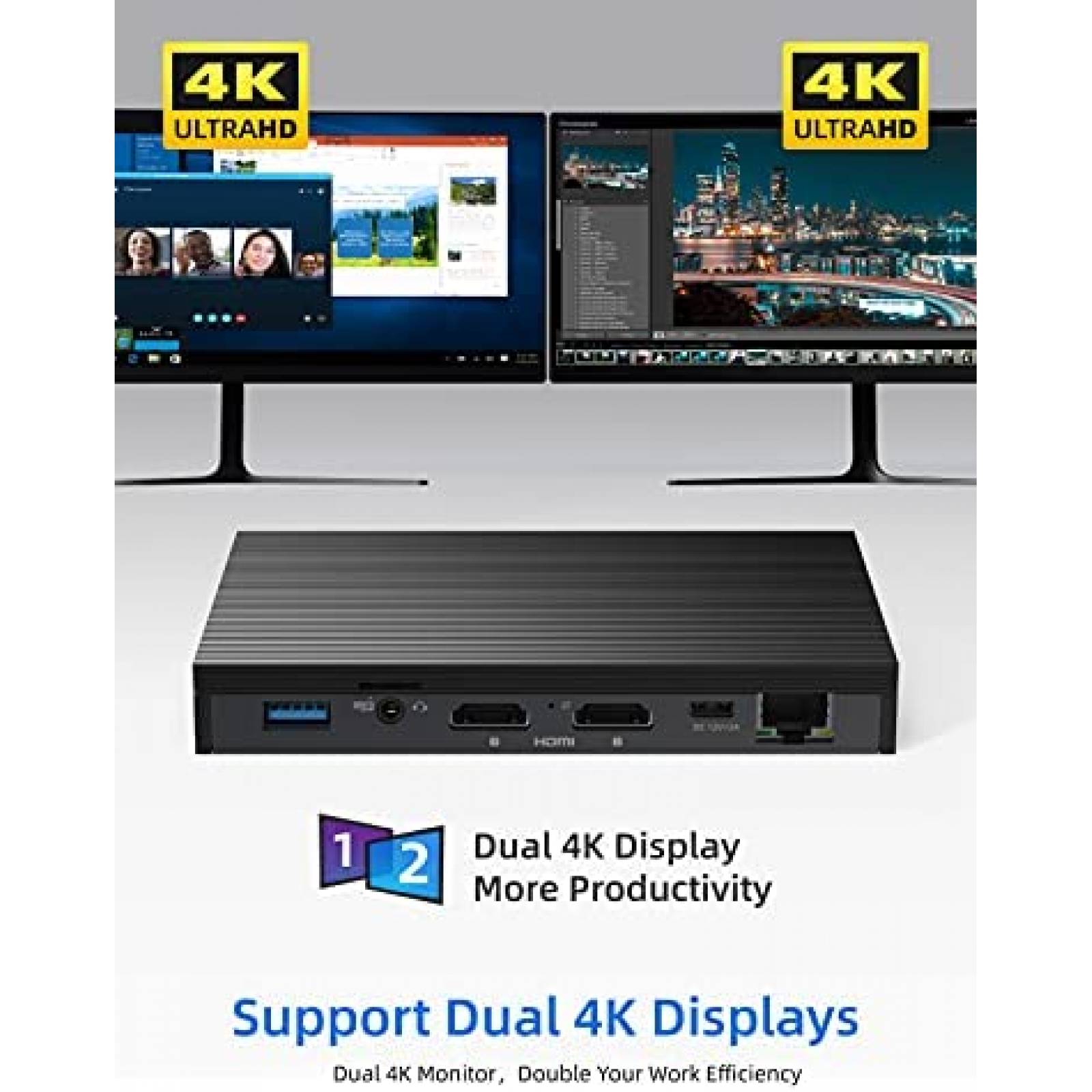 Mini PC MeLE Quieter2Q Celeron J4125 8GB 128GB W11P -Negro