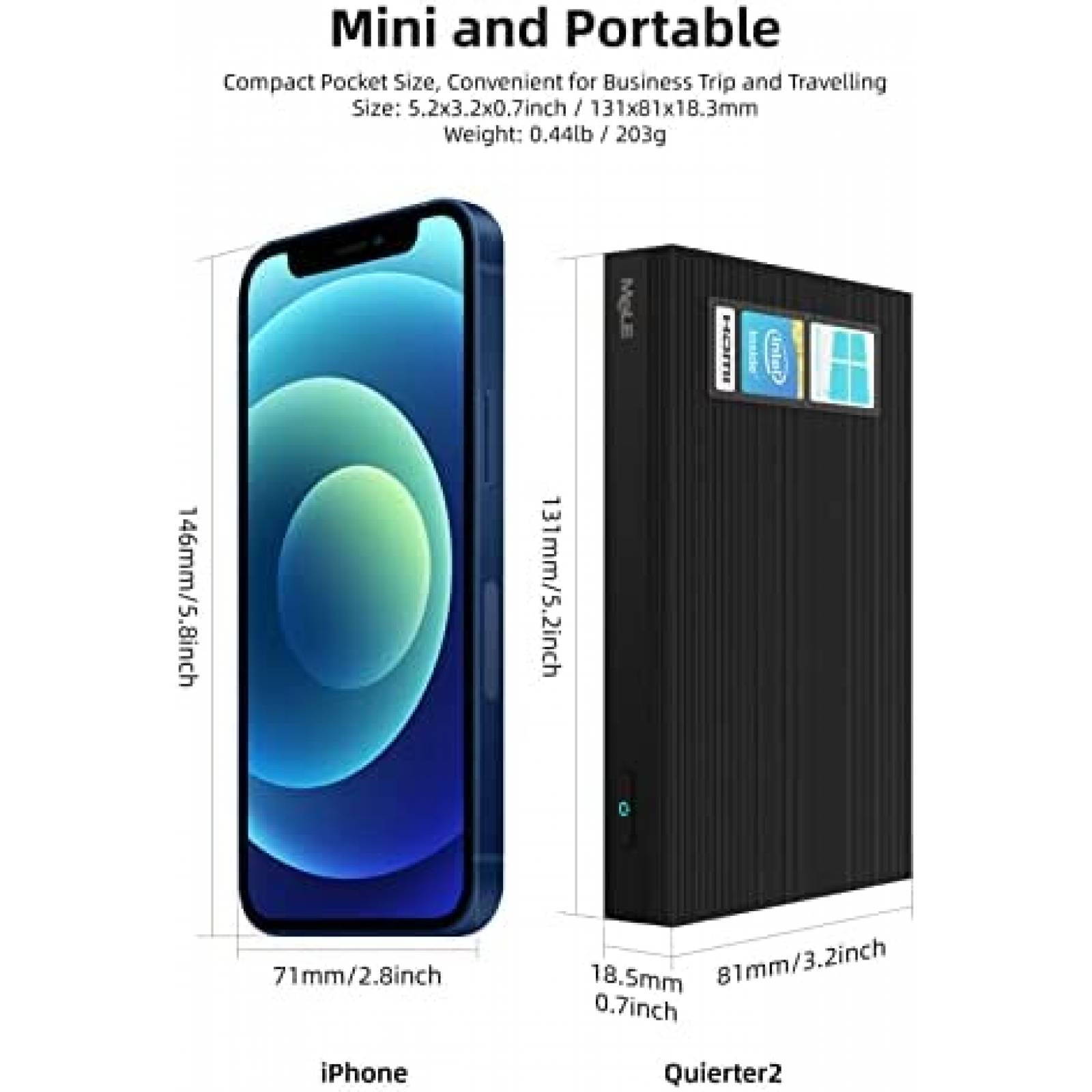 Mini PC MeLE Quieter2Q Celeron J4125 8GB 128GB W11P -Negro