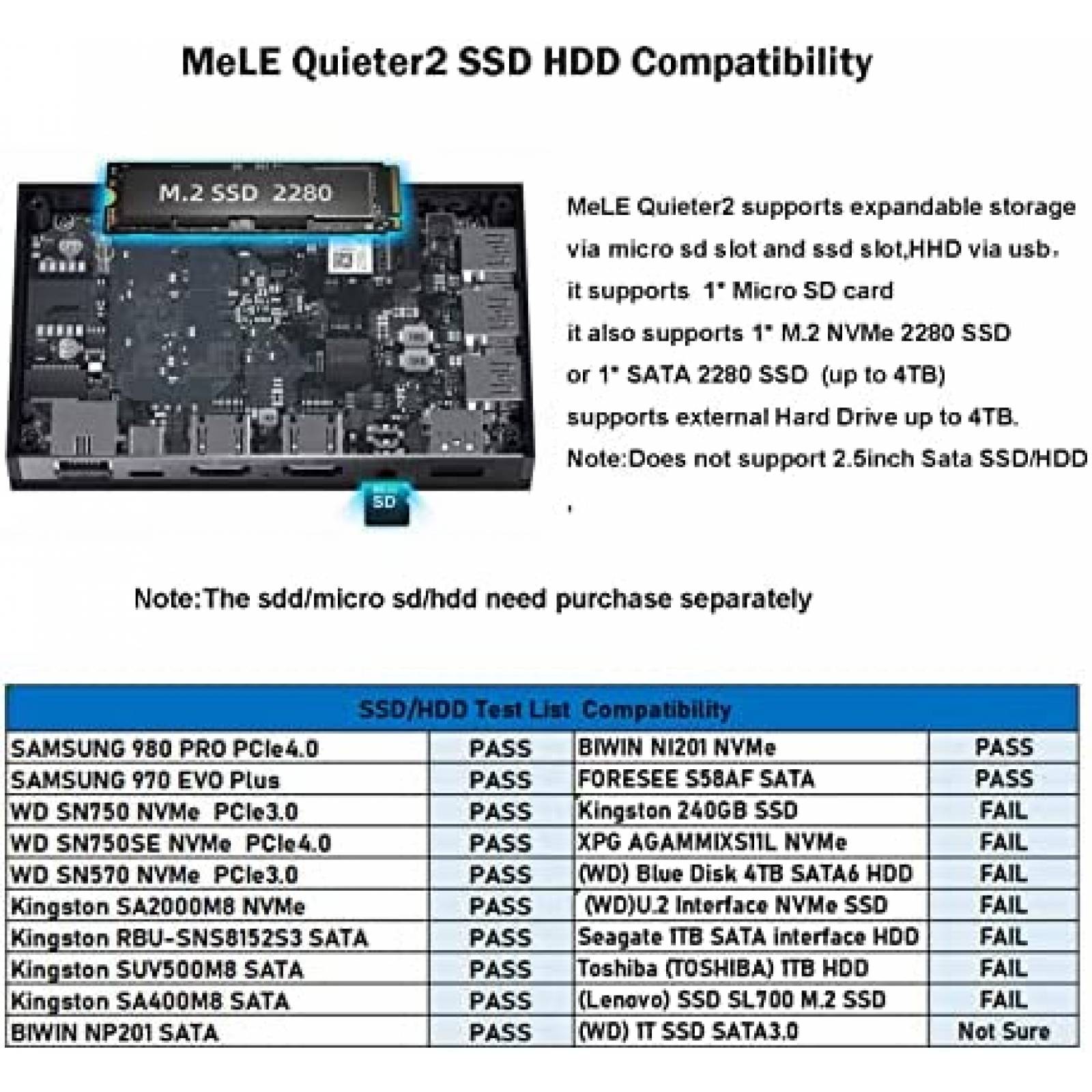 Mini PC MeLE Quieter2Q Celeron J4125 8GB 128GB W11P -Negro