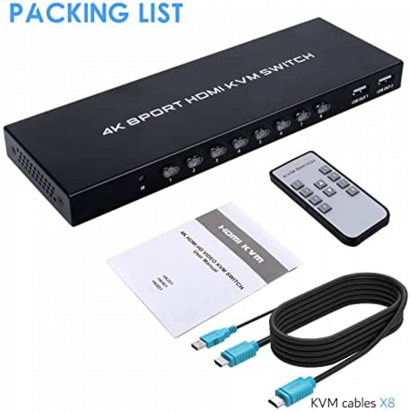 Switch KVM TCNEWCL Conmutador 8 Puertos 1 Monitor HDMI 4K