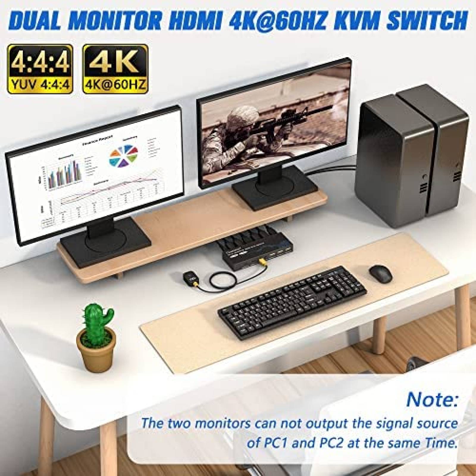 Switch KVM TCNEWCL 922-KST 2PC 2 Monitor 4K 60Hz HDMI USB