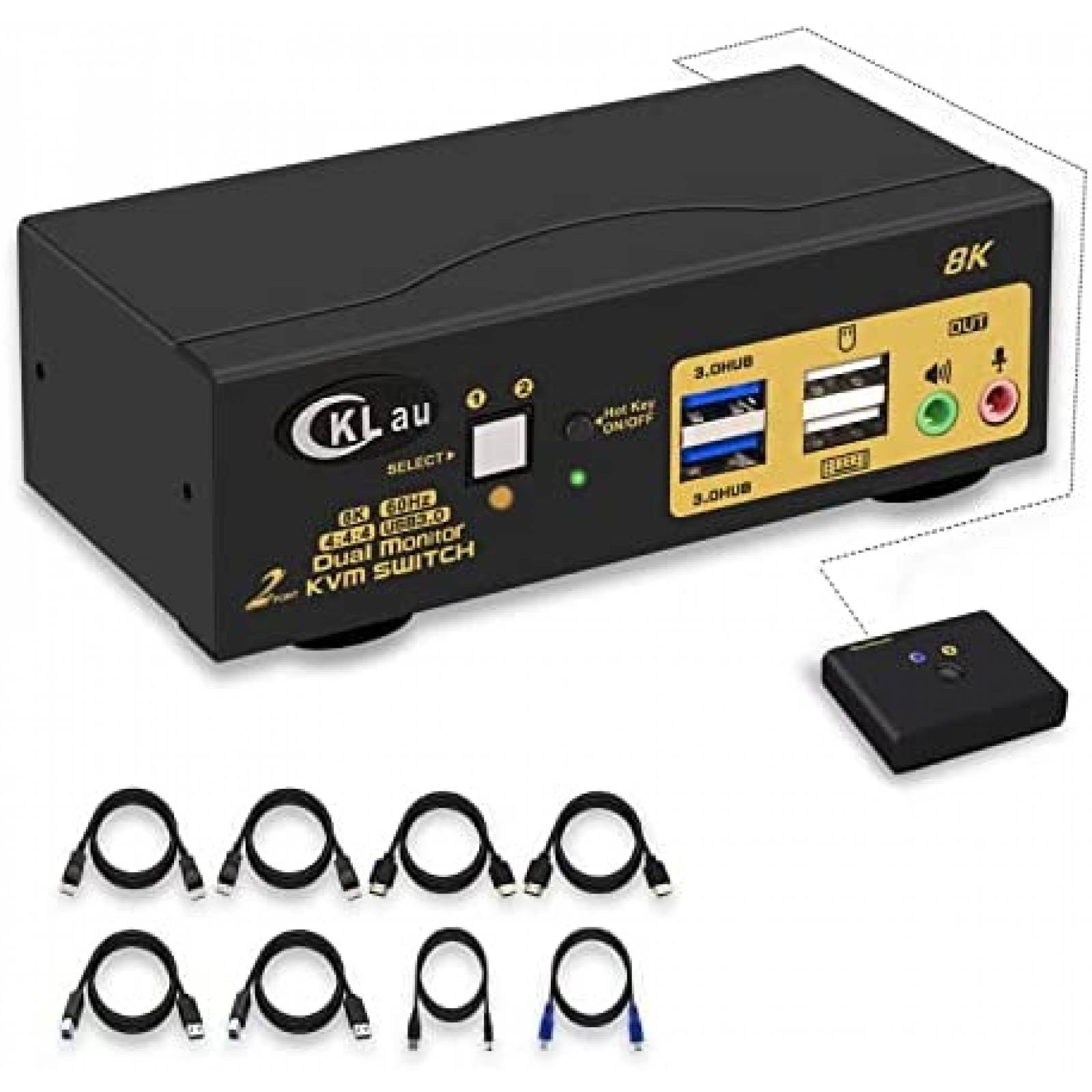 Switch KVM CKL Conmutador Monitor Dual DisplayPort | HDMI