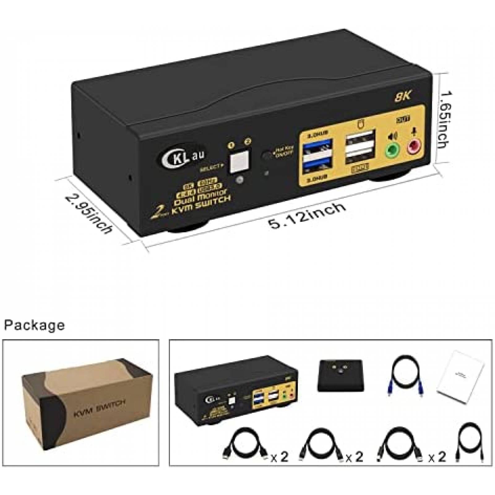 Switch KVM CKL Conmutador Monitor Dual DisplayPort | HDMI