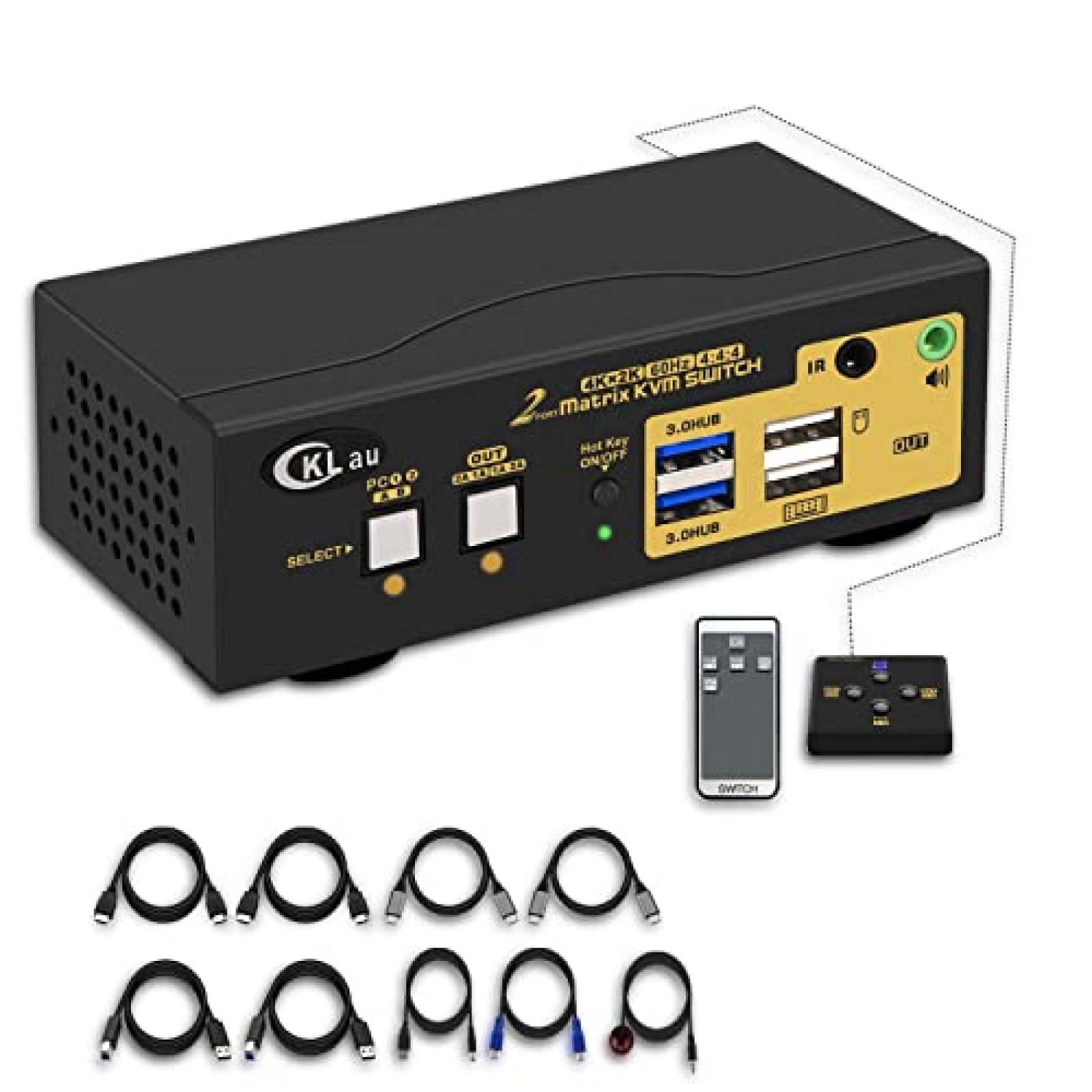 Switch KVM CKLau 2 Monitor 2 PC 4K 60Hz 3.5mm HDMI USB C