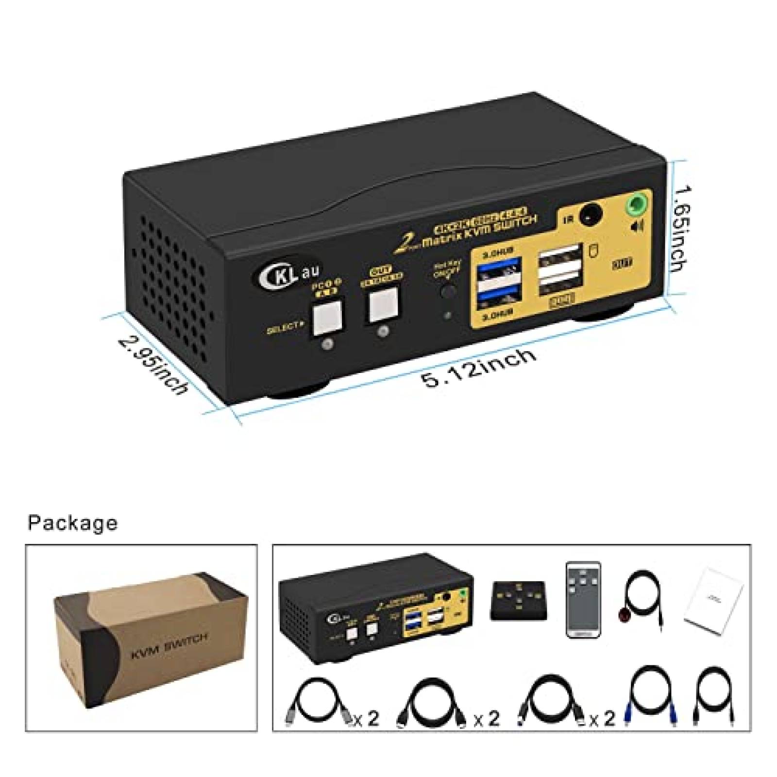Switch KVM CKLau 2 Monitor 2 PC 4K 60Hz 3.5mm HDMI USB C
