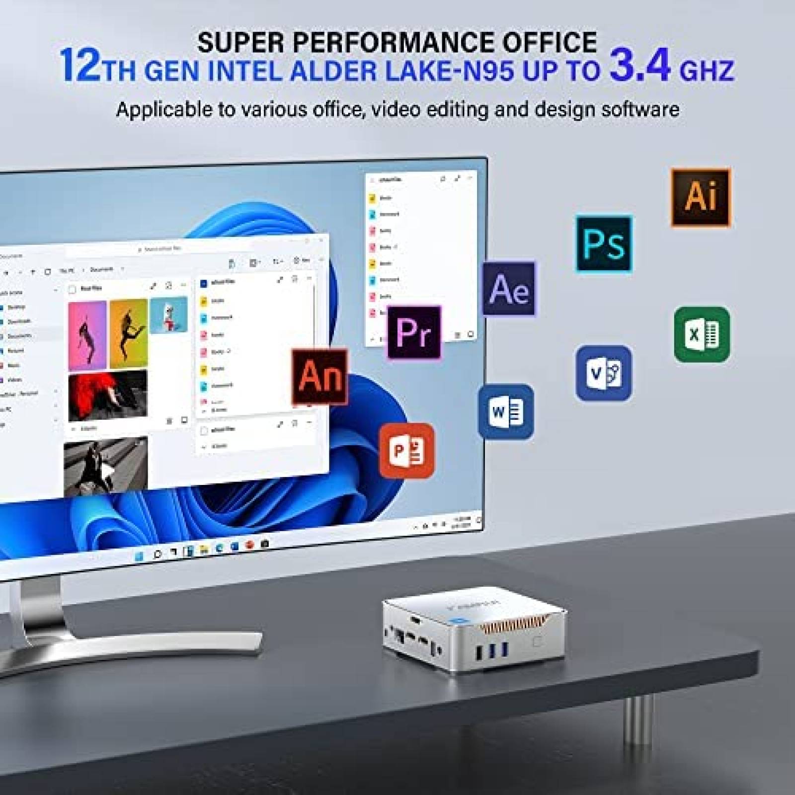 Mini PC KAMRUI Intel Alder Lake- N95 16GB 512GB W11P -Blanco
