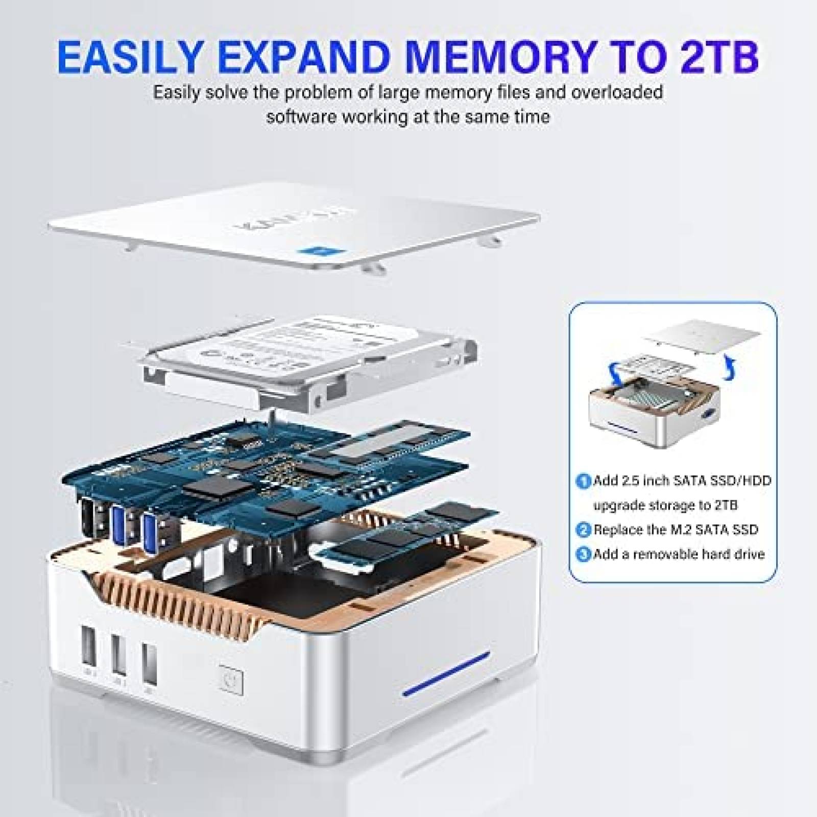 Mini PC KAMRUI Intel Alder Lake- N95 16GB 512GB W11P -Blanco