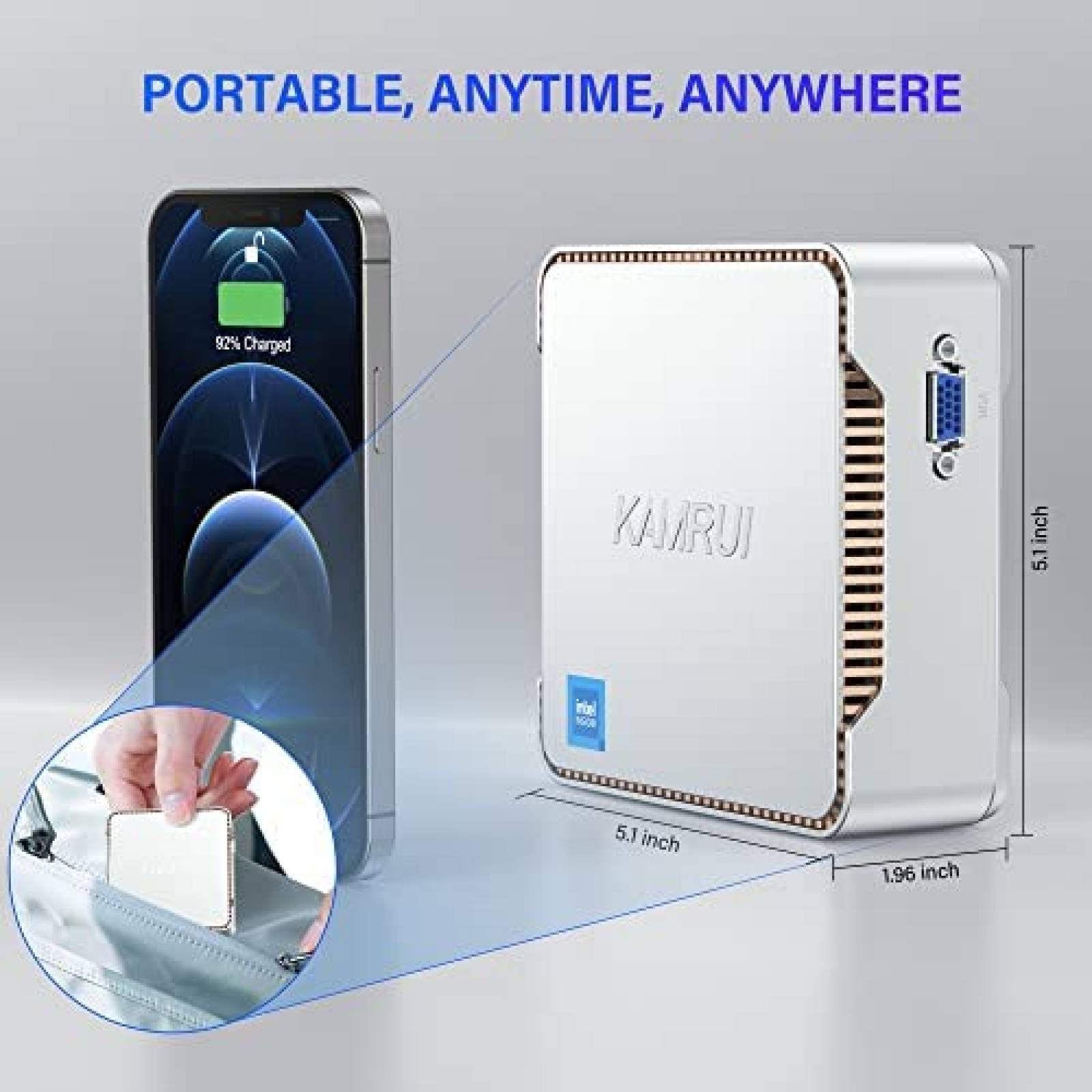 Mini PC KAMRUI Intel Alder Lake- N95 16GB 512GB W11P -Blanco