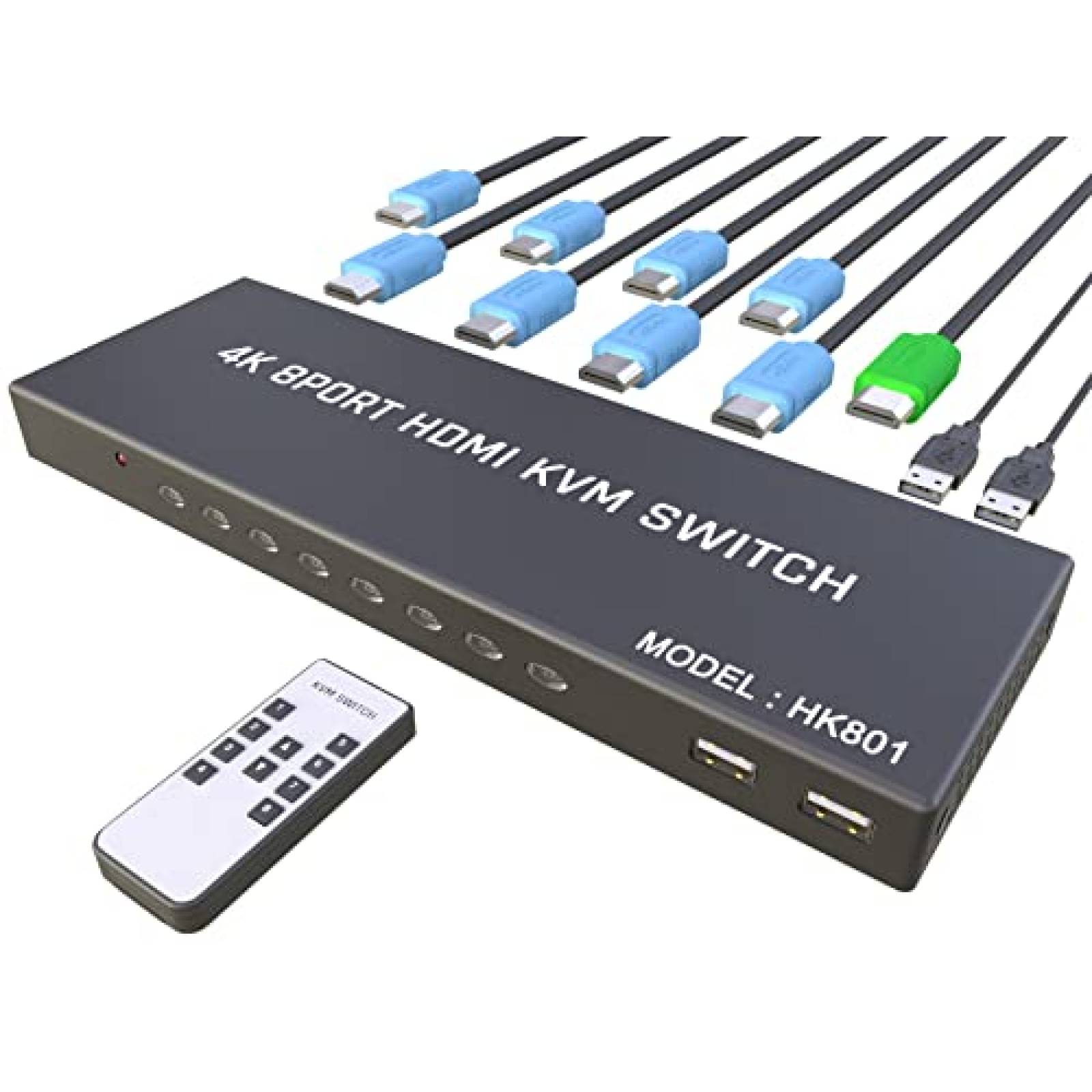 Switch KVM KAGO 8 PC 1 HDMI 4 puertos USB 4K -Negro