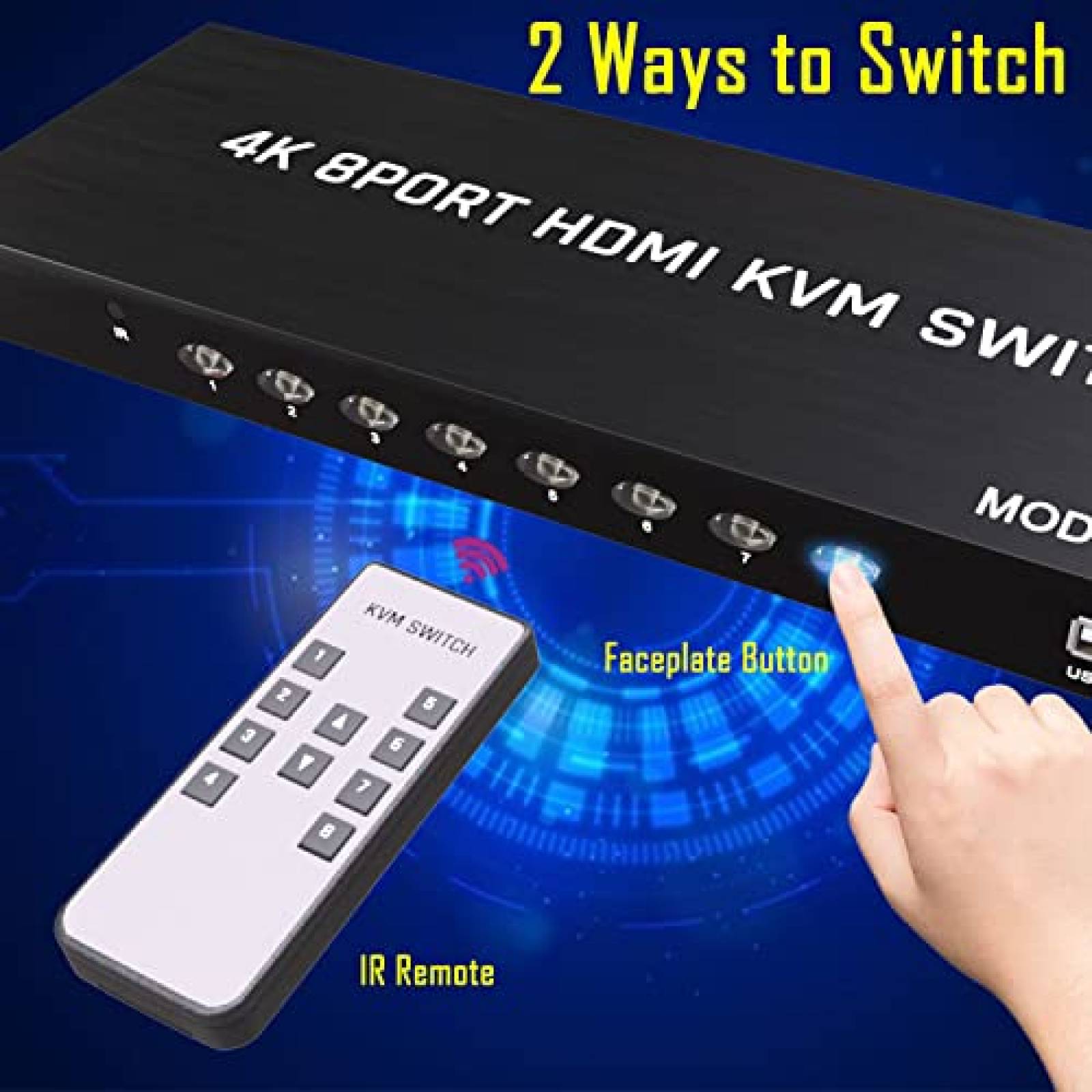Switch KVM KAGO 8 PC 1 HDMI 4 puertos USB 4K -Negro