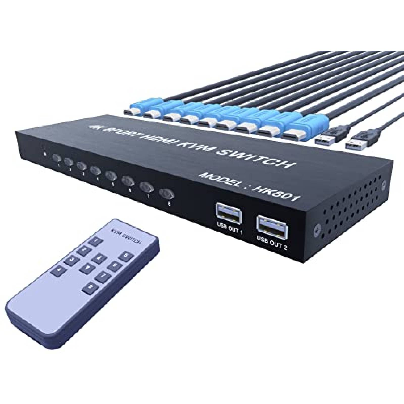 Switch KVM KAGO 8 PC 1 HDMI 4 puertos USB 4K -Negro