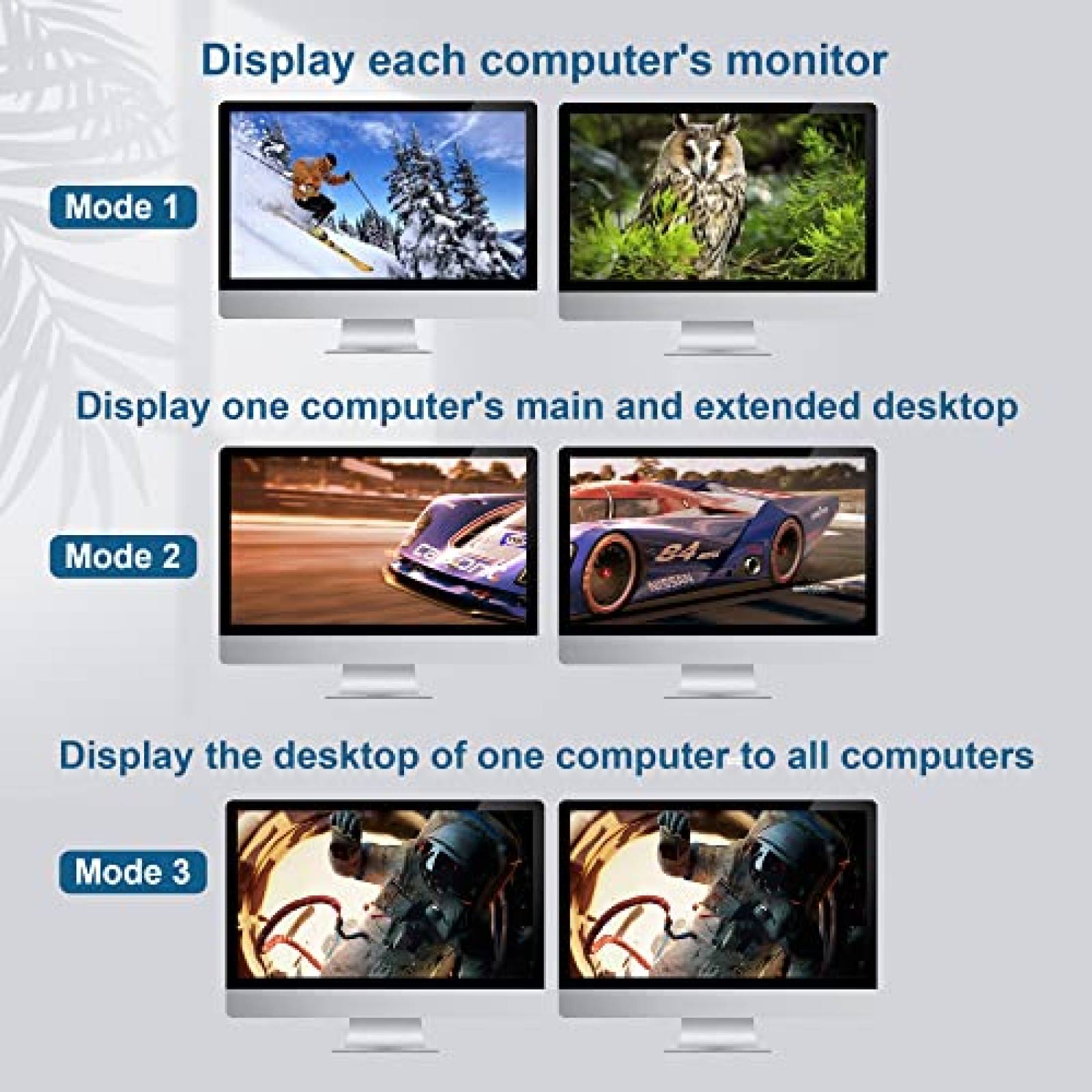 Switch KVM Yeemie Pro 4 PC 2 Display Port 4K 60Hz USB -Negro