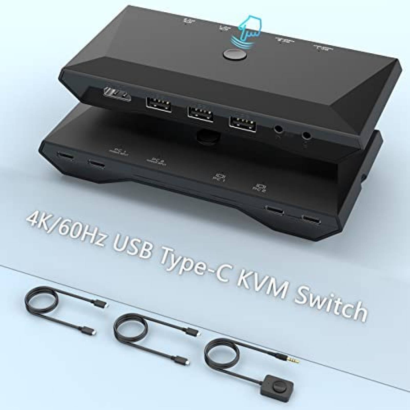 Switch KVM Rocketek 2 PC USB C 1 HDMI 4K 60Hz 3X USB 2.0