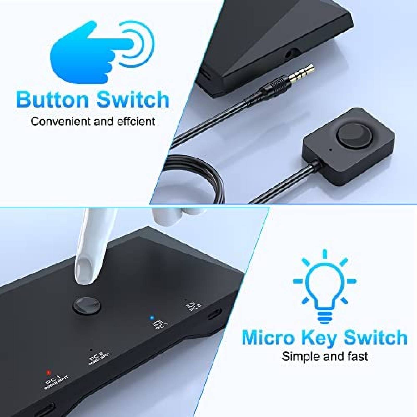 Switch KVM Rocketek 2 PC USB C 1 HDMI 4K 60Hz 3X USB 2.0