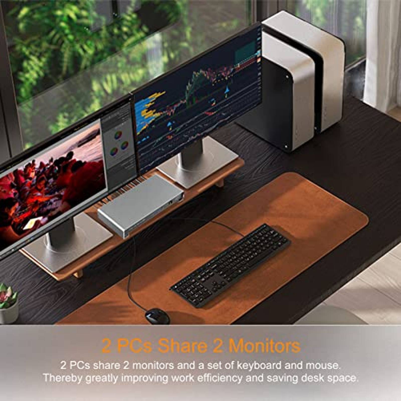 Switch KVM DIGITNOW 2 PC 2 HDMI 4K 60Hz Audio Mic -Gris