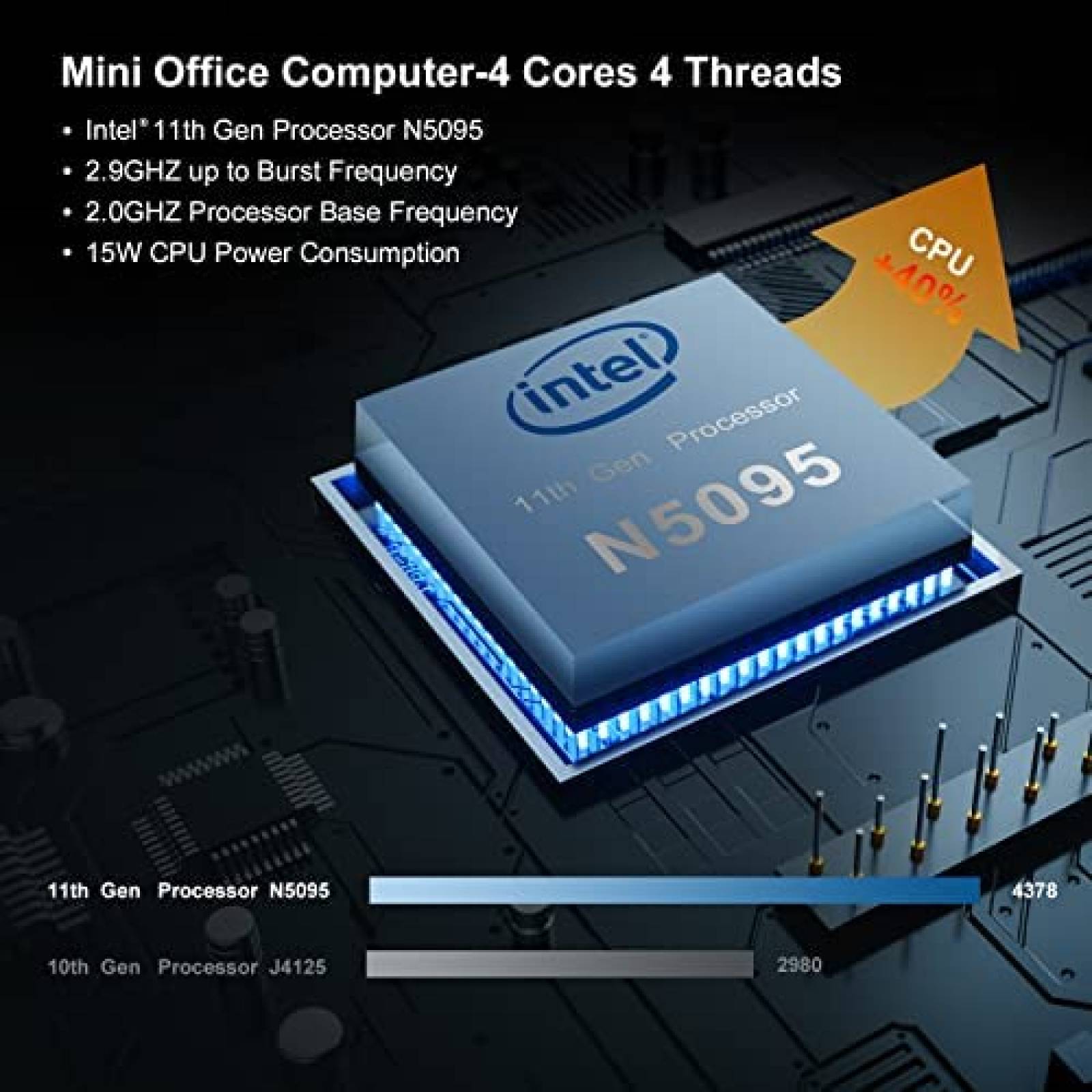 Mini PC AWOW AK50 N5095 8GB 256GB Windows 11 Pro -Negro