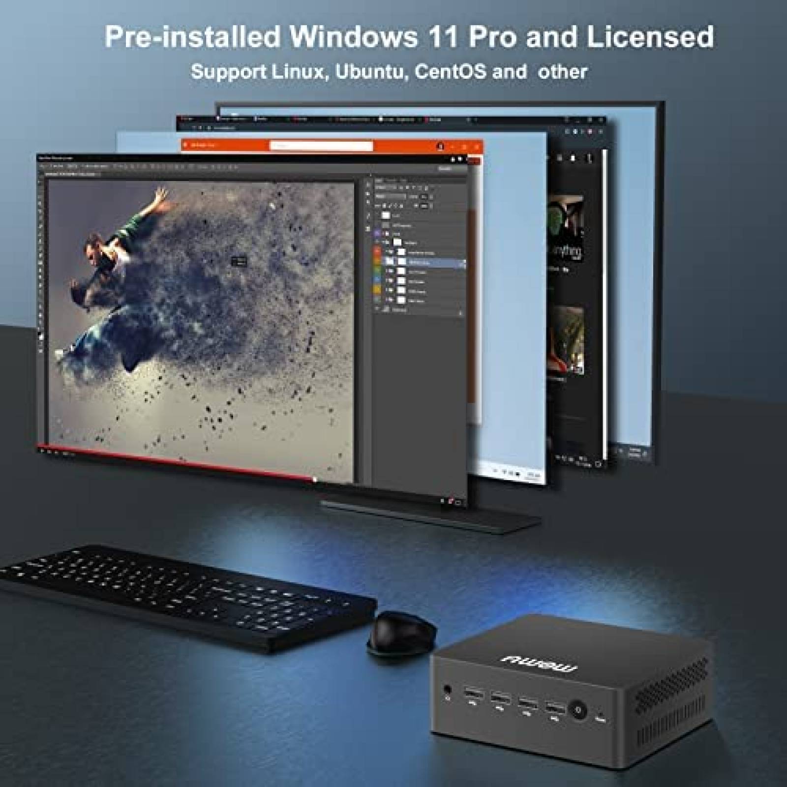 Mini PC AWOW AK50 N5095 8GB 256GB Windows 11 Pro -Negro