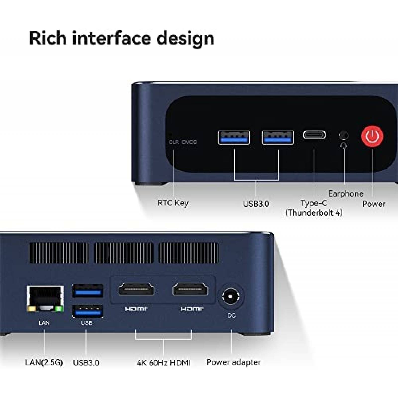 Mini PC Beelink i5 16GB 500GB Windows 11 Pro -Azul Marino