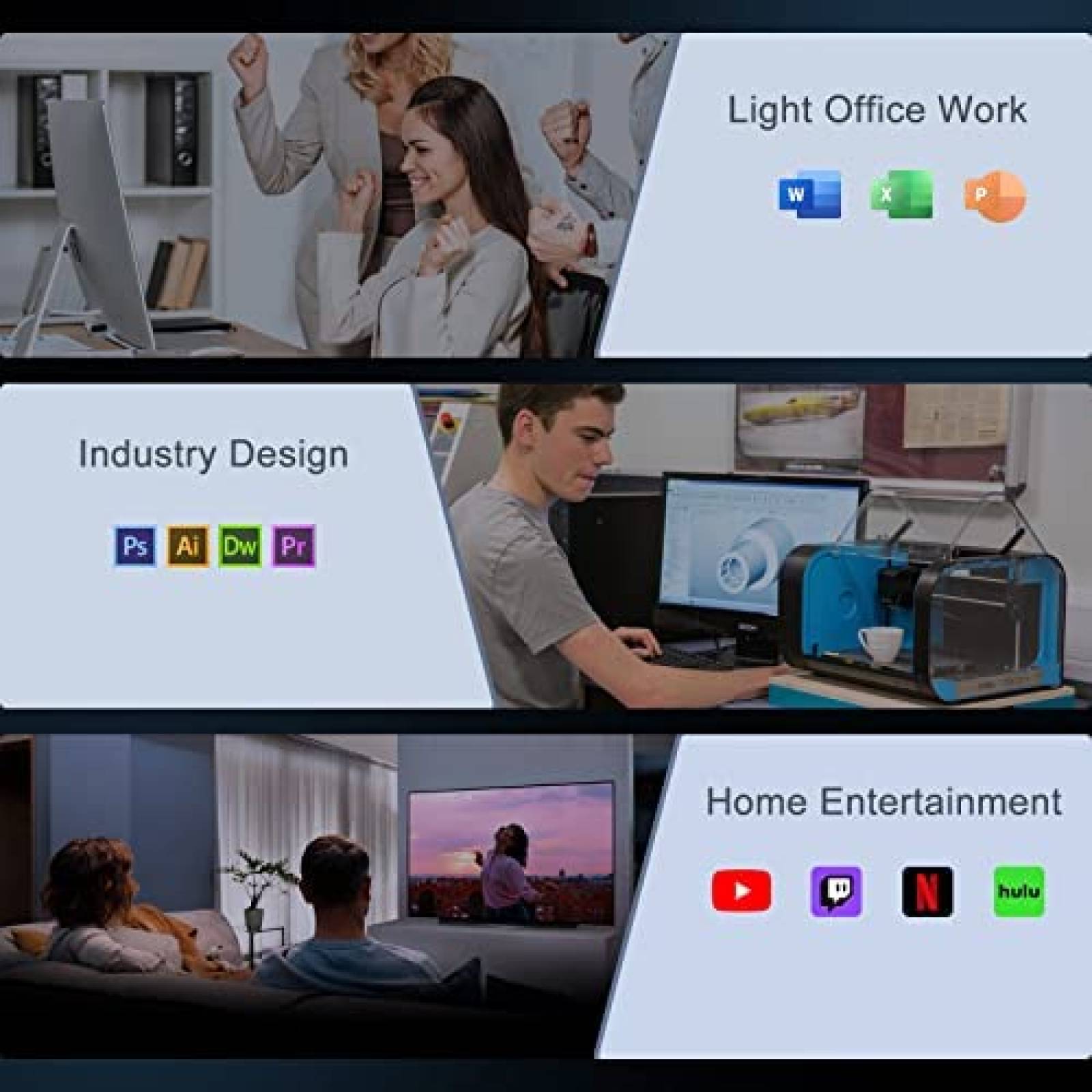 Mini PC Generic Celeron J3455 6GB 128GB Windows 10 Pro