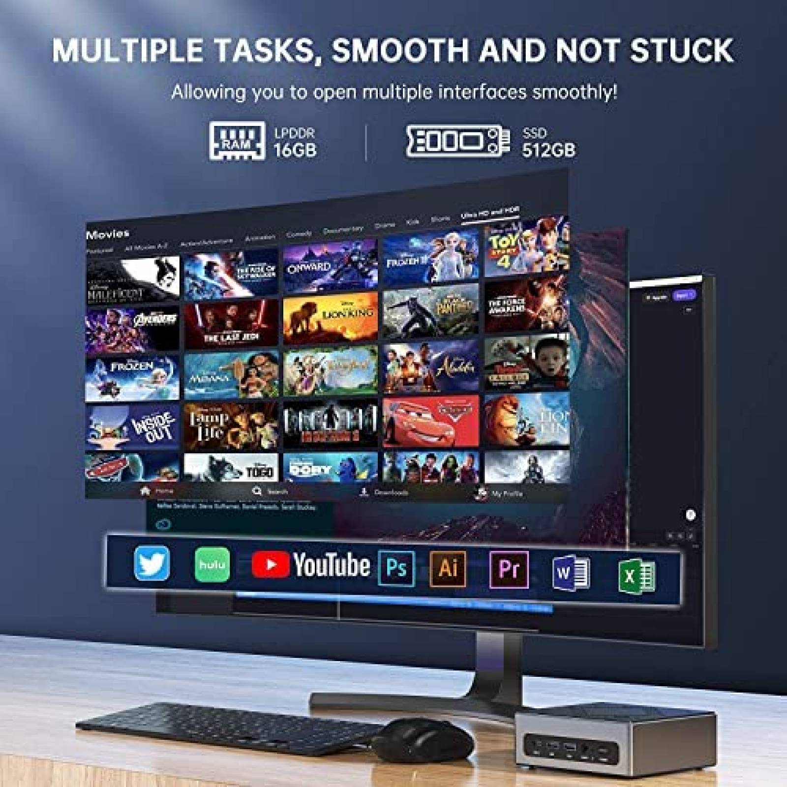 Mini PC ACEMAGICIAN i7 16GB 512GB Windows 11 Pro -Gris