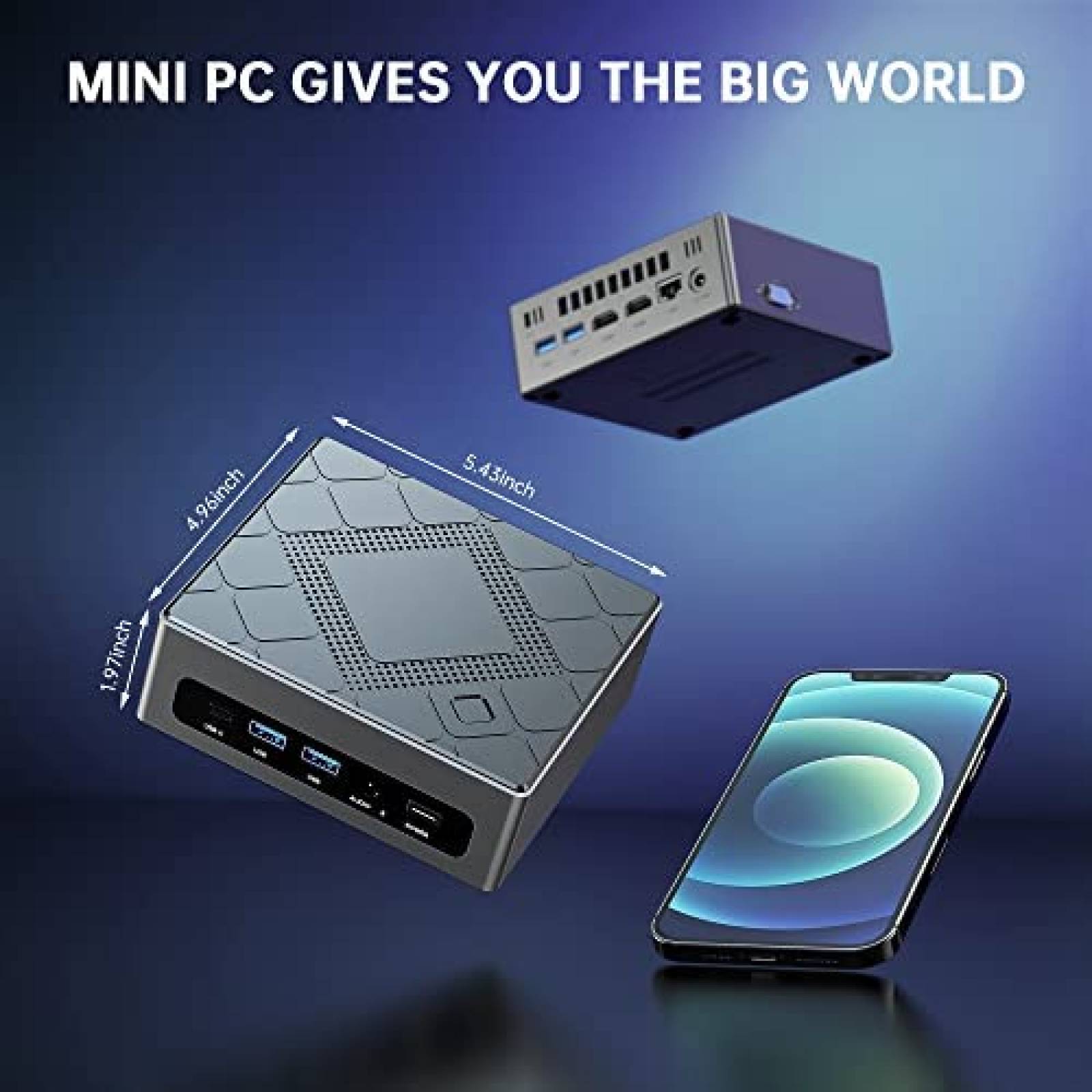Mini PC ACEMAGICIAN i7 16GB 512GB Windows 11 Pro -Gris