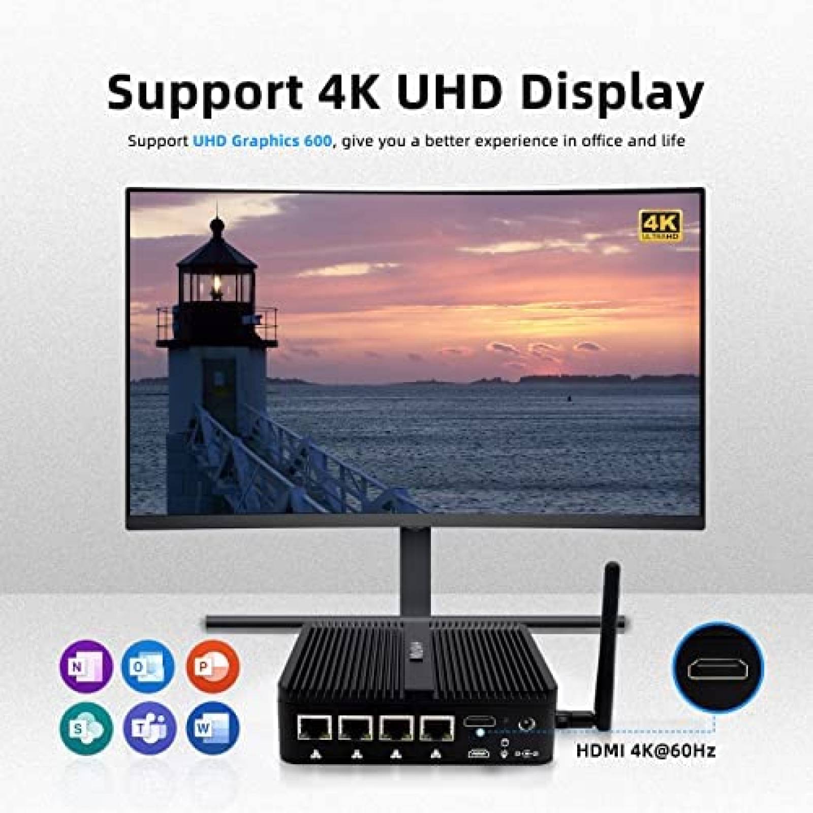 Mini PC HYSTOU Celeron J4125 8GB DDR4 256GB SSD -Negro