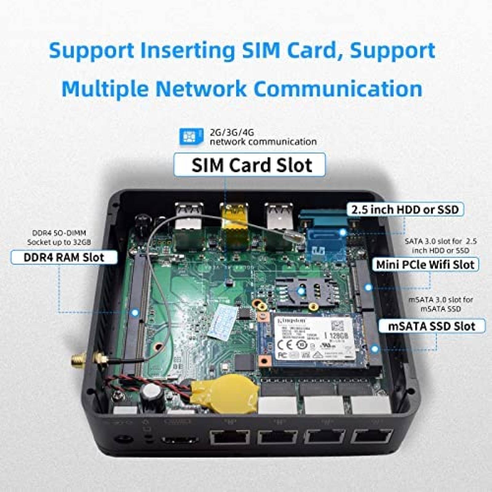 Mini PC HYSTOU Celeron J4125 8GB DDR4 256GB SSD -Negro