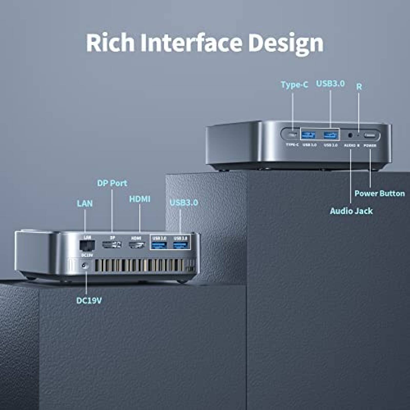 Mini PC ASBS i5 16GB 512GB Windows 11 Pro WiFi 6 -Plata