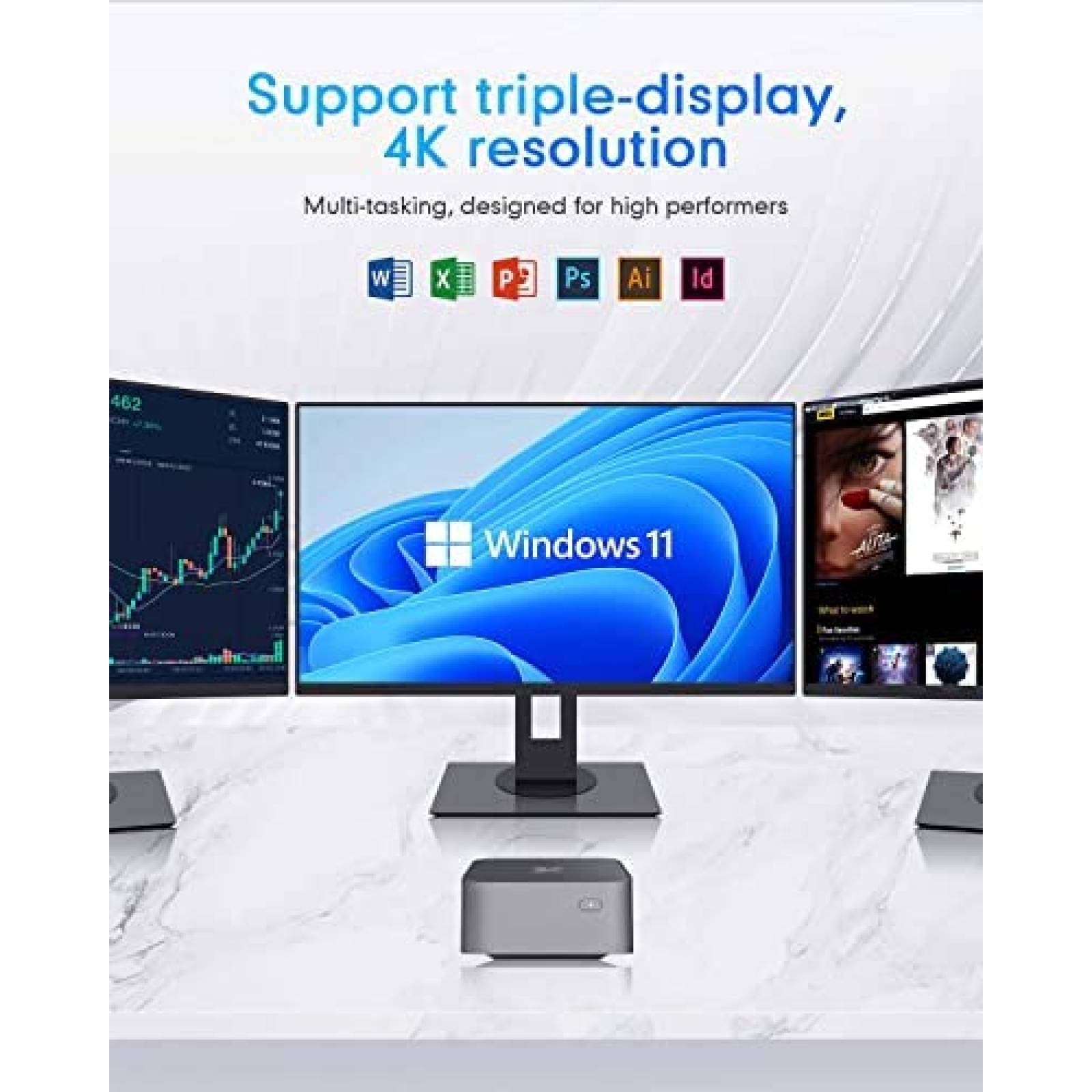 Mini PC OASLOA Celeron N5105 8GB 256GB Windows 11 Pro -Negro