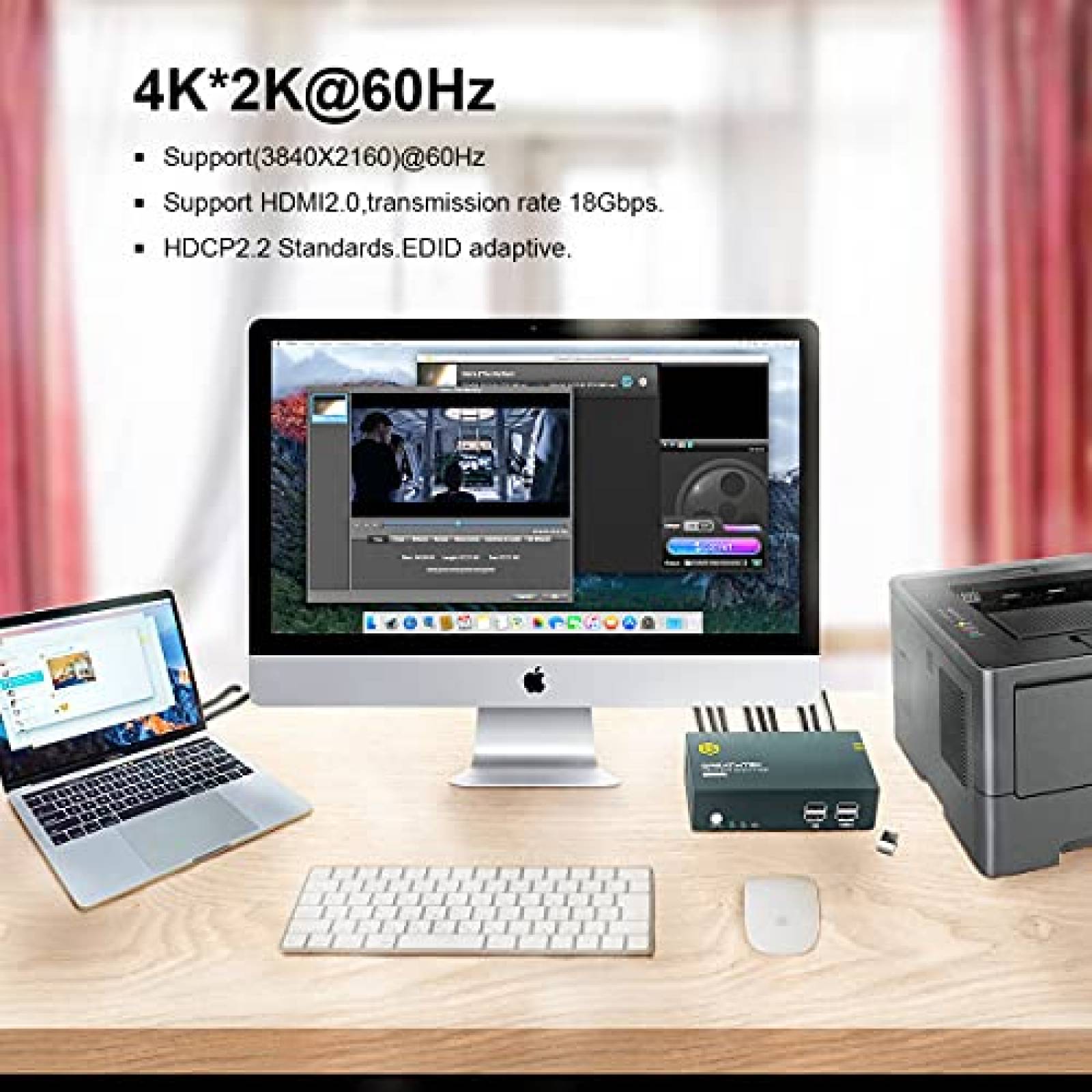 Switch KVM DKHC 2 Monitor 2 PC 4K 2K 60Hz HDMI USB B 3.5mm