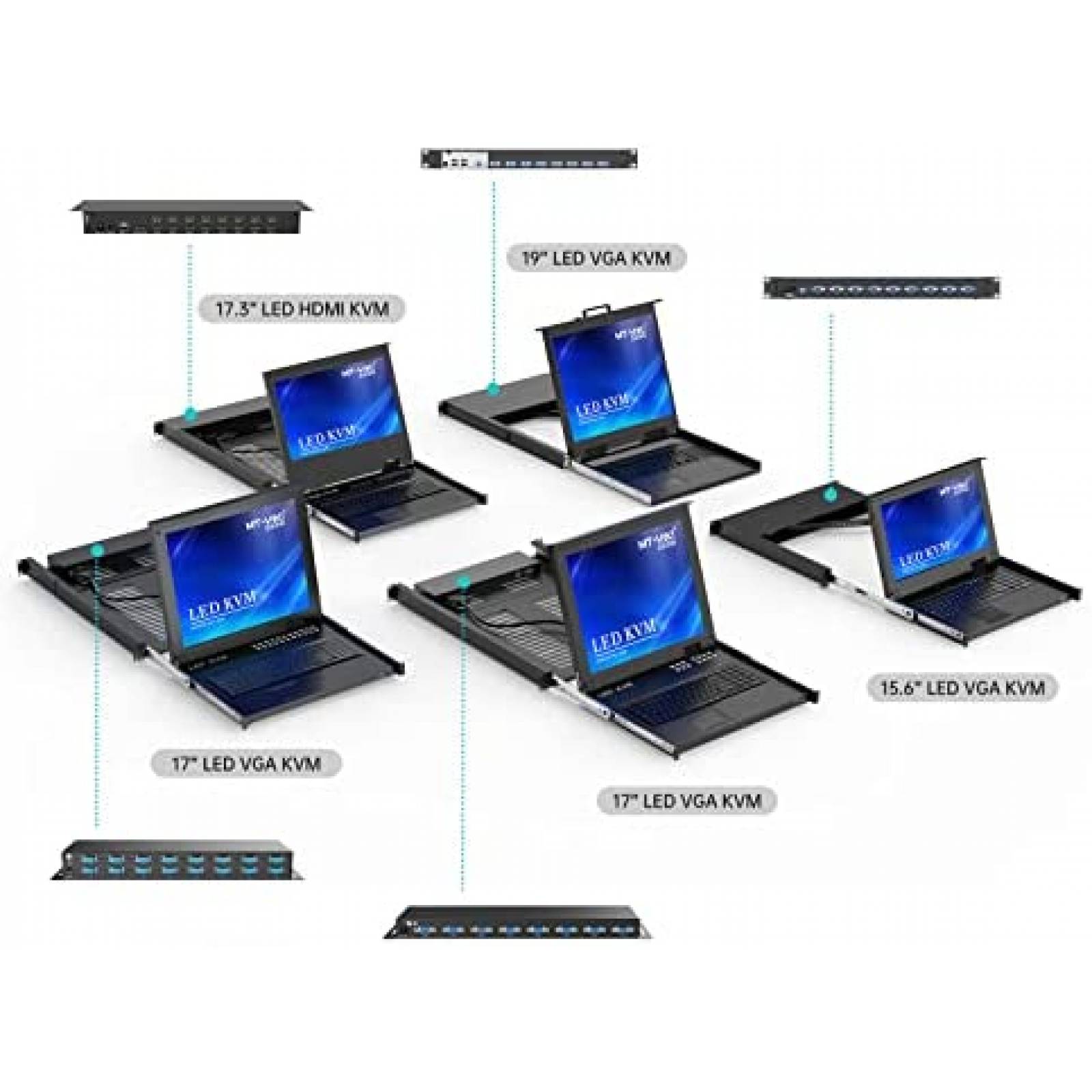 Switch KVM MT-VIKI 1708UL 8X VGA Rack para Servidor 1U 19''