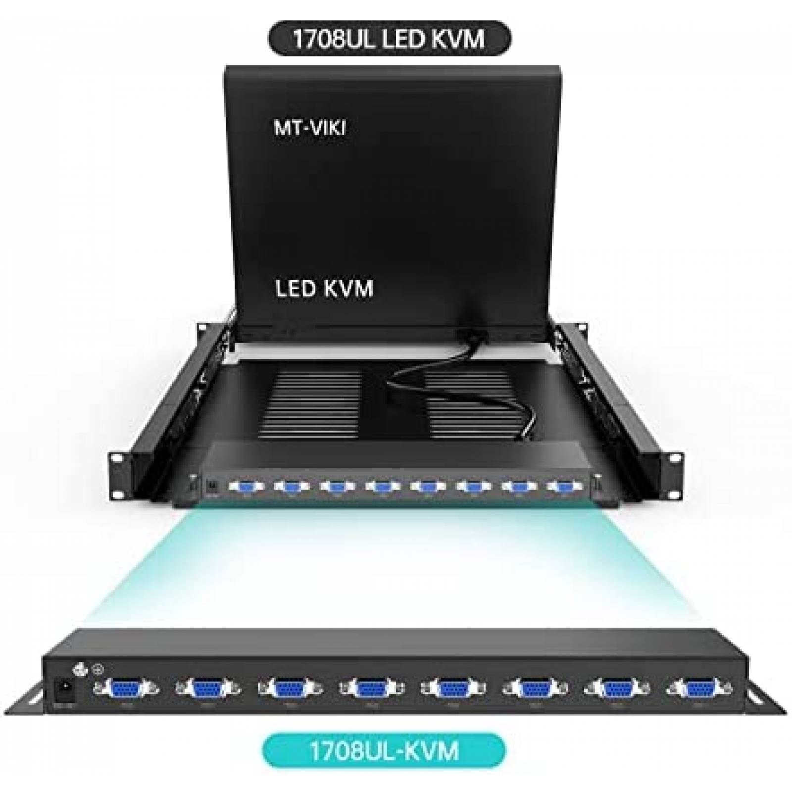 Switch KVM MT-VIKI 1708UL 8X VGA Rack para Servidor 1U 19''
