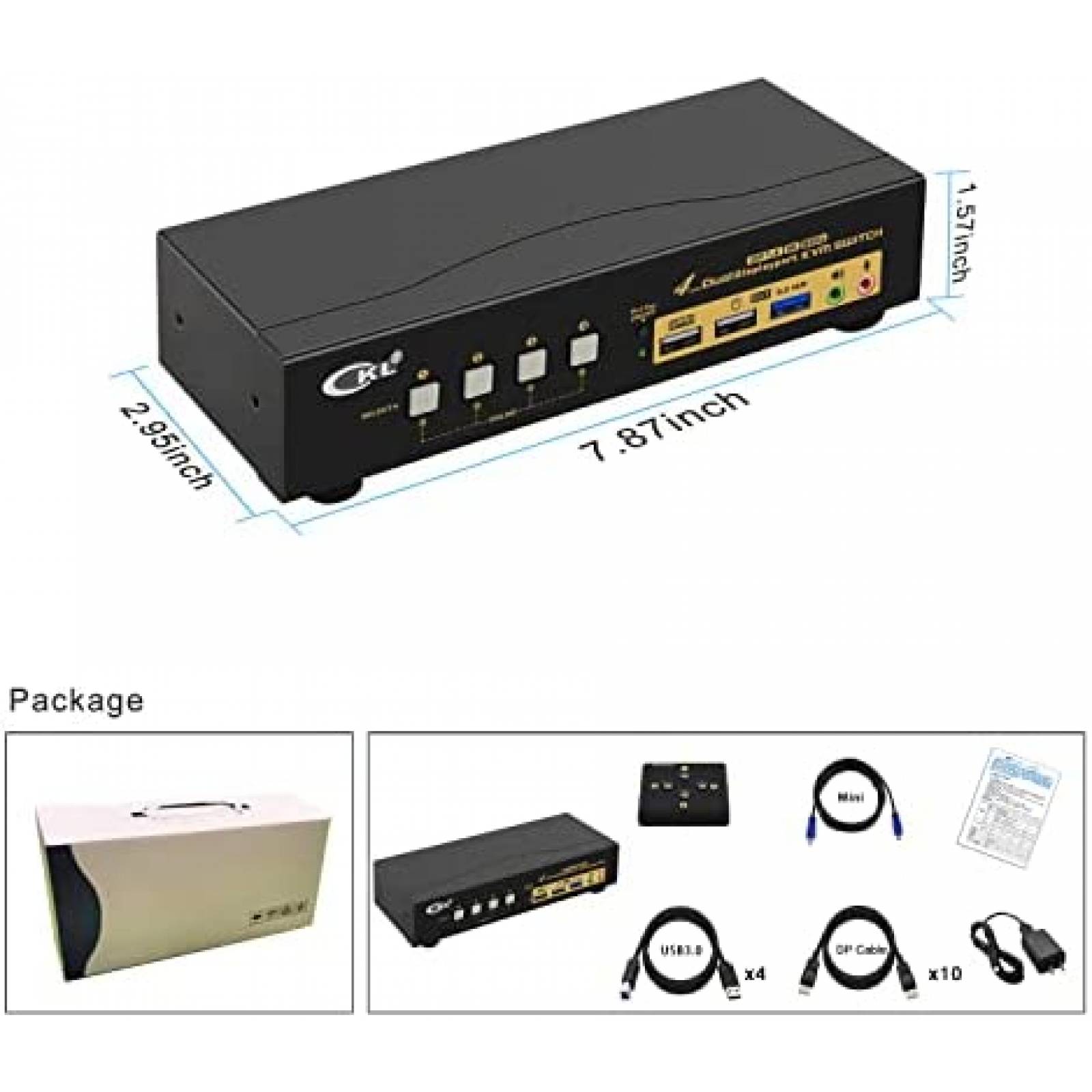 Switch KVM CKL 2 Monitor 2 PC 4K 144Hz 8K 30Hz DP 3.5mm