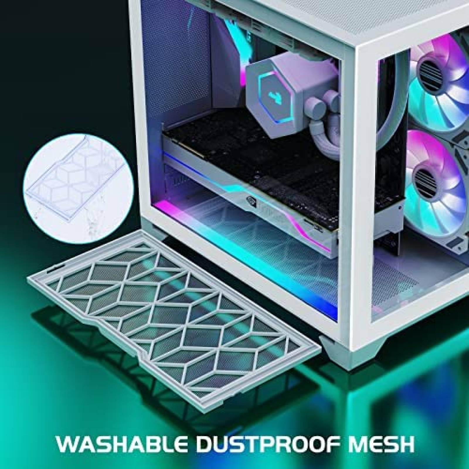 Gabinete PC GIM Resistente Vidrio Templado -Blanco