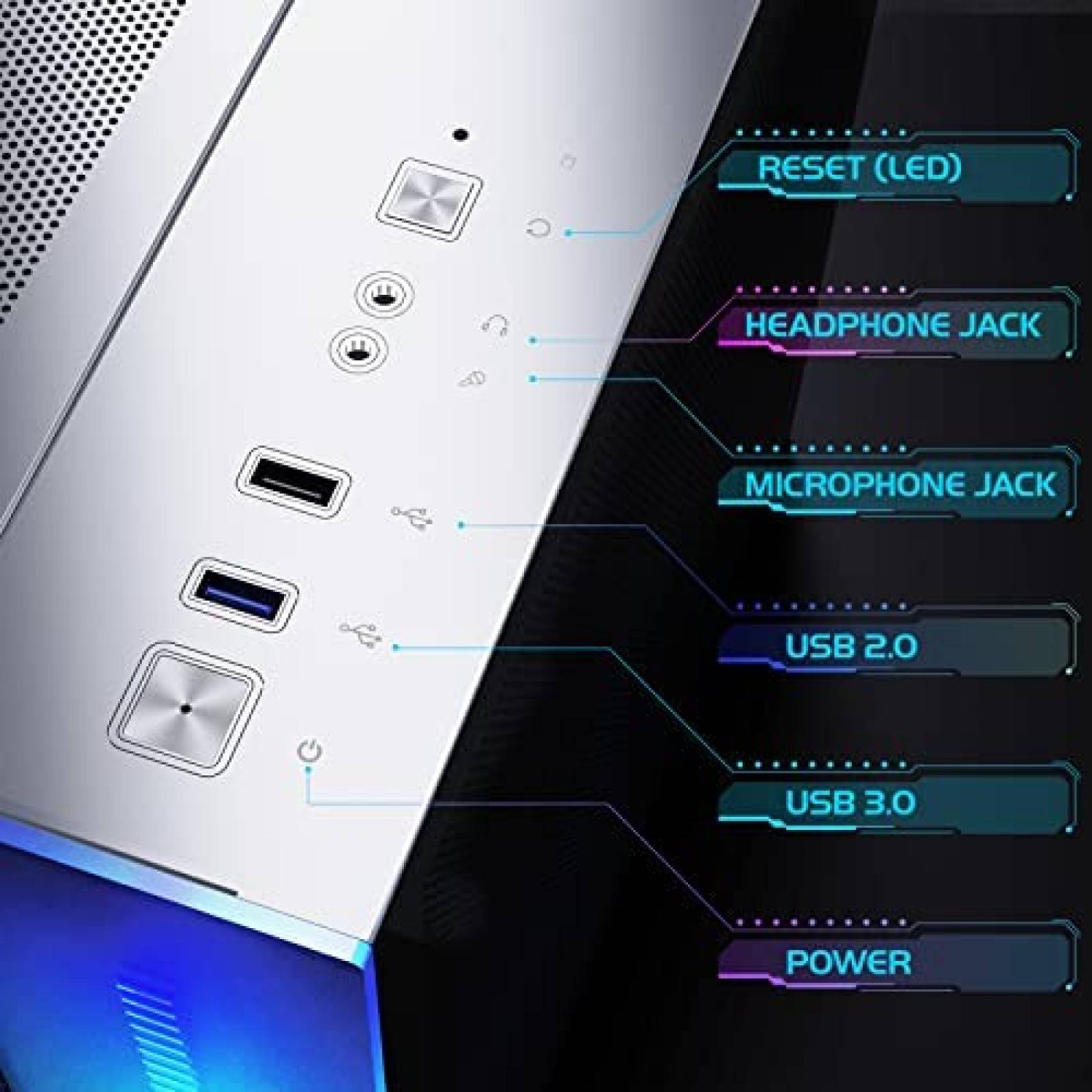 Gabinete PC GIM Resistente Vidrio Templado -Blanco