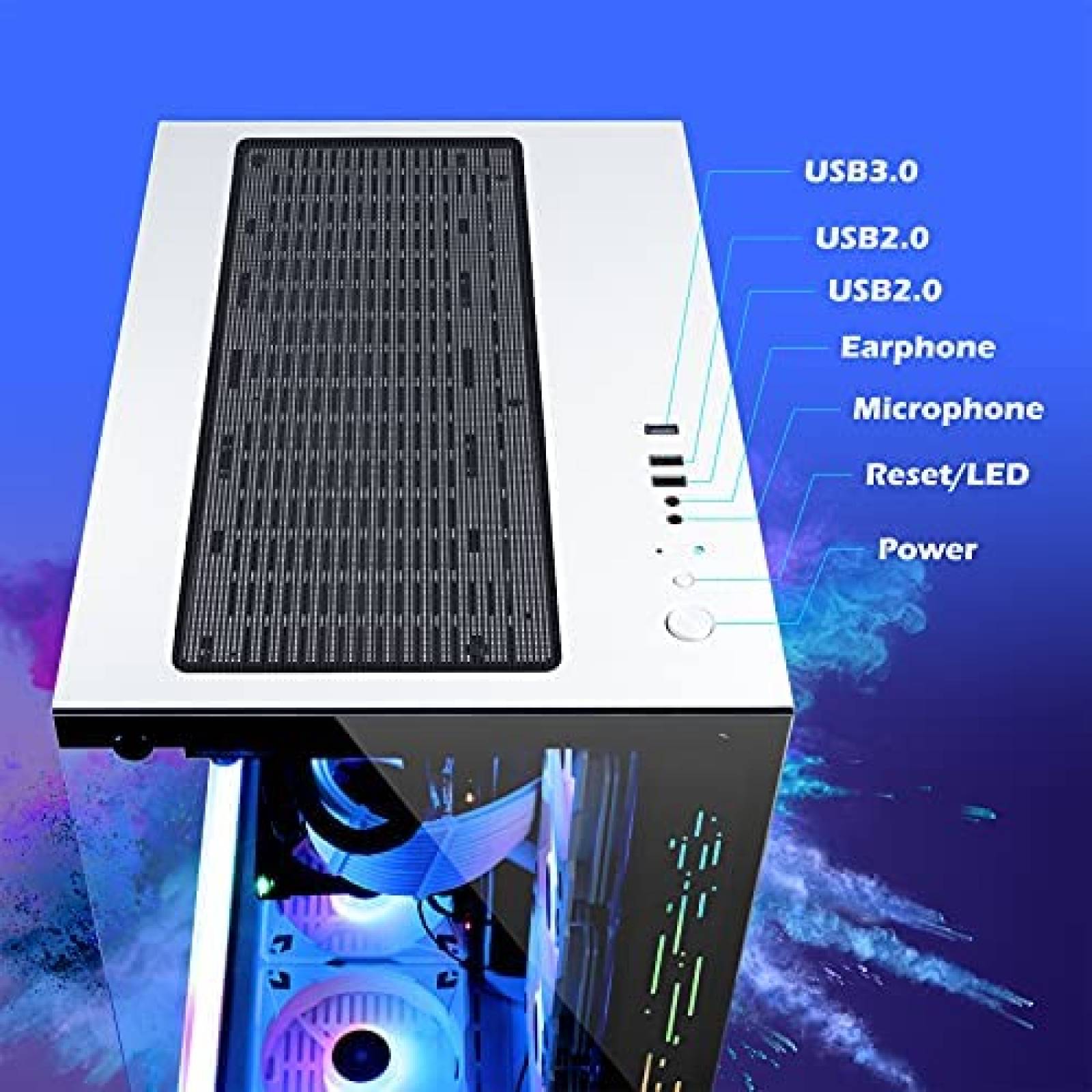 Gabinete PC GIM Resistente Vidrio Templado RGB -Negro