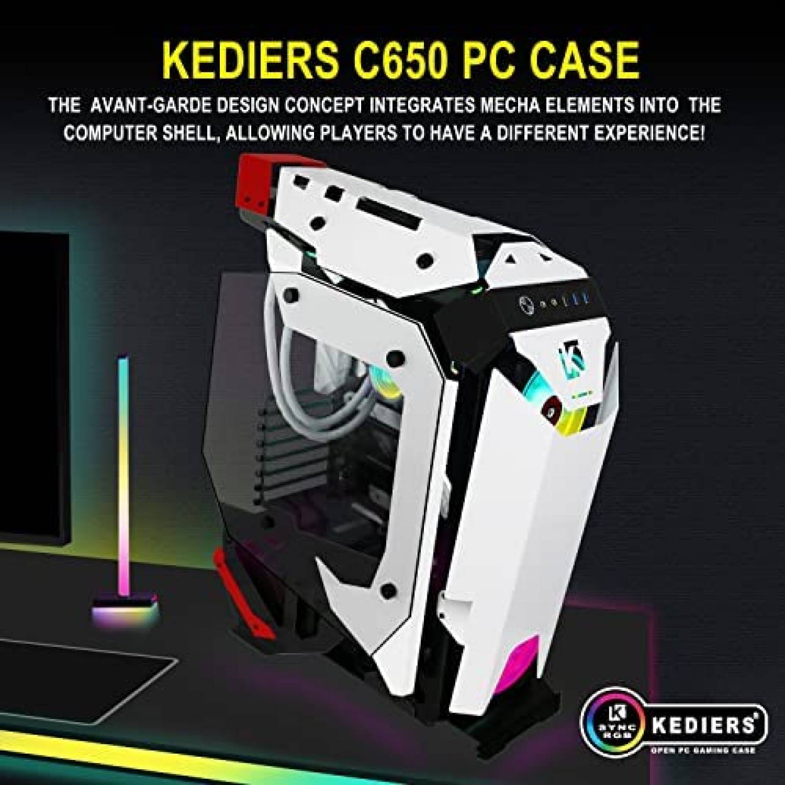 Gabinete PC KEDIERS Resistente Vidrio Templado -Negro