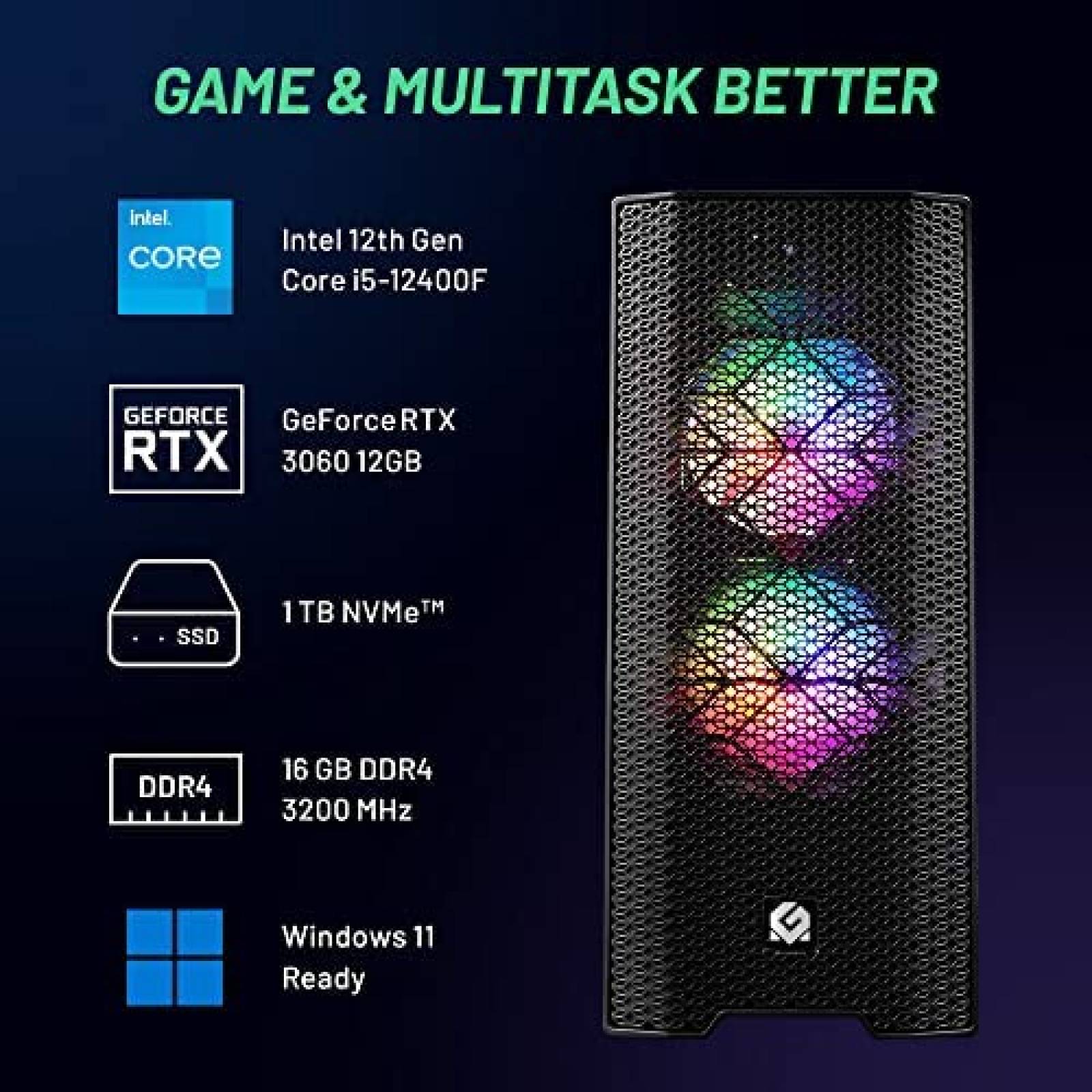 PC Gamer Skytech Blaze i5 2.5GHz RTX 3060 16GB RAM 500GB