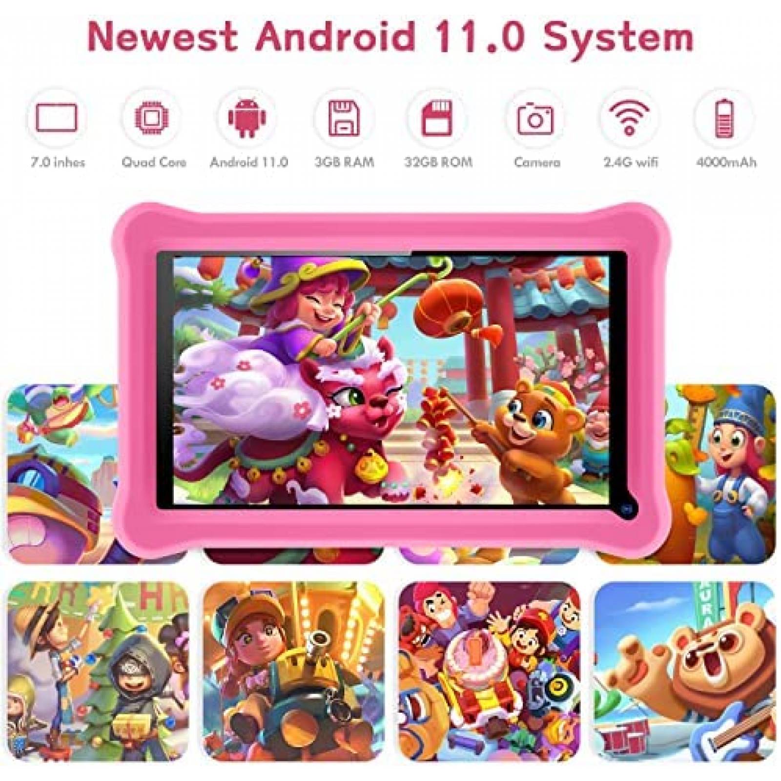 Tablet para Niños SANNUO K101 7'' 3GB RAM 32GB 4000mAh -Rosa