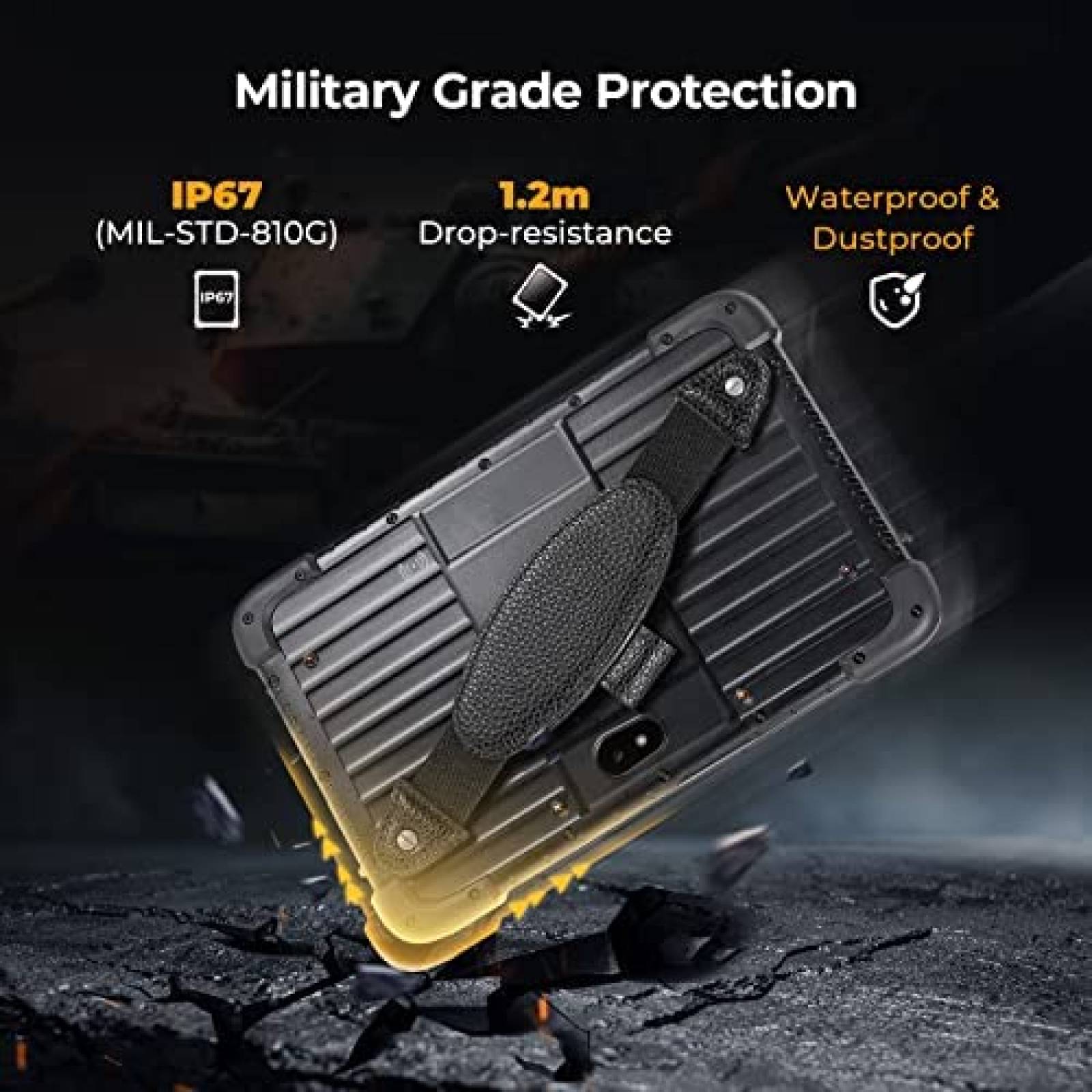 Tablet Uso Rudo MUNBYN 8'' IP67 Aprueba de Agua 64GB -Negro