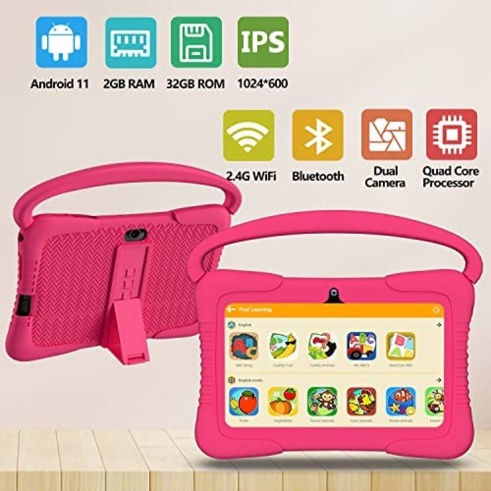 Tablet para Niños DOMATON K710 7'' 2GB RAM 32GB -Rosa