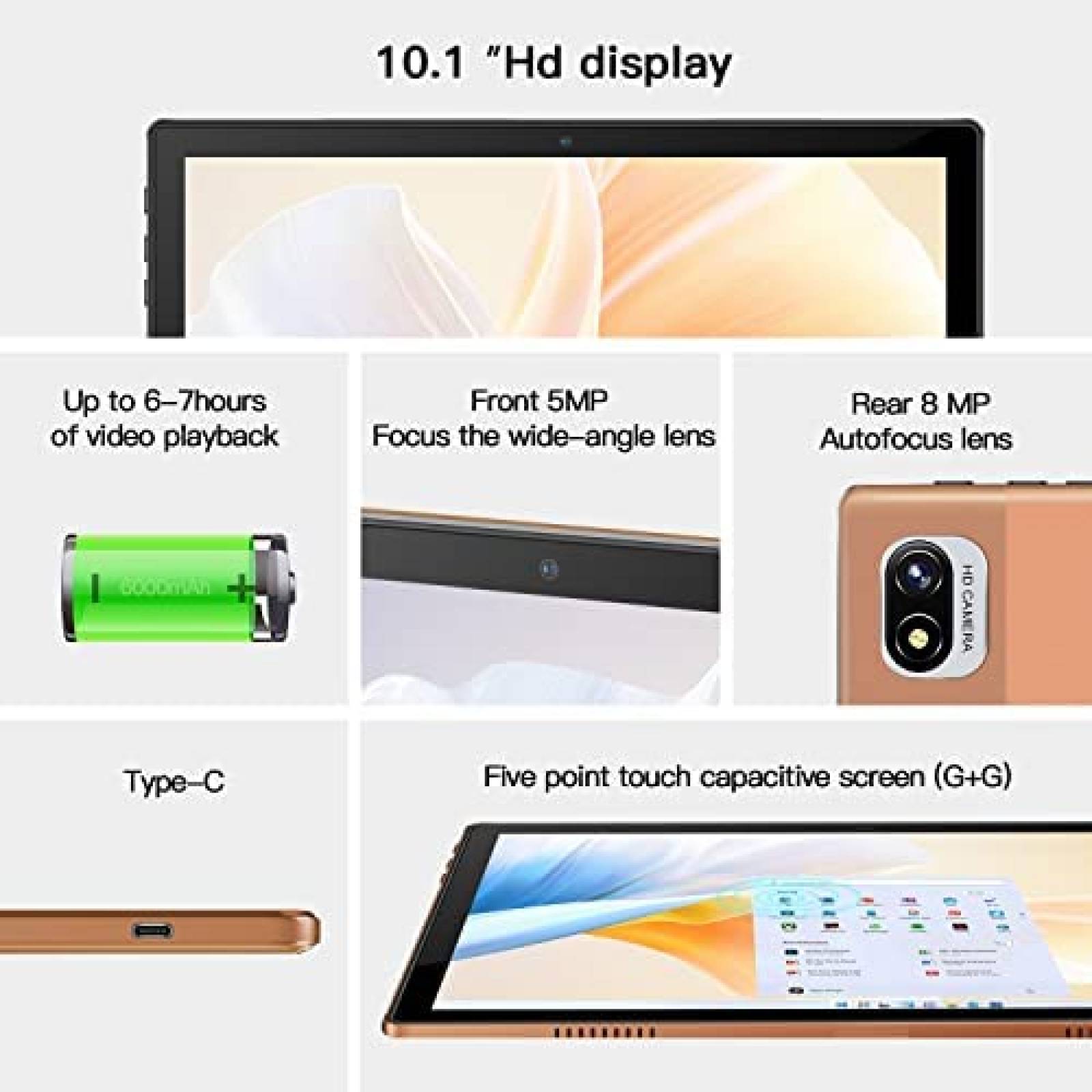 Tablet AOYODKG S2 10.1'' 6GB 64GB Bluetooth 4.3 -Dorado