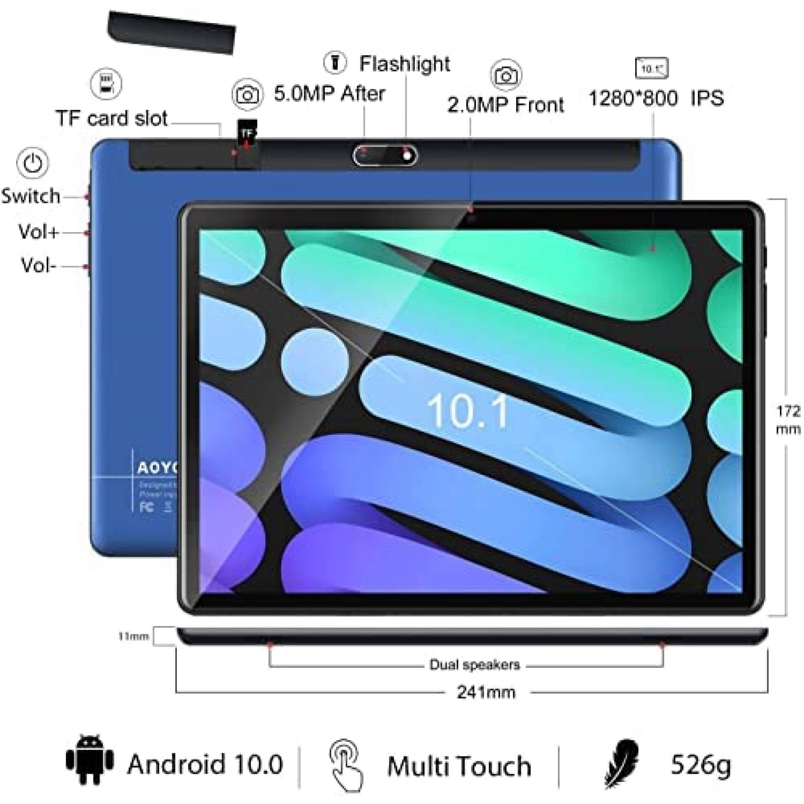Tableta AOYODKG MFWUS M40 GP 10.1" 4 GB Bluetooth -Azul