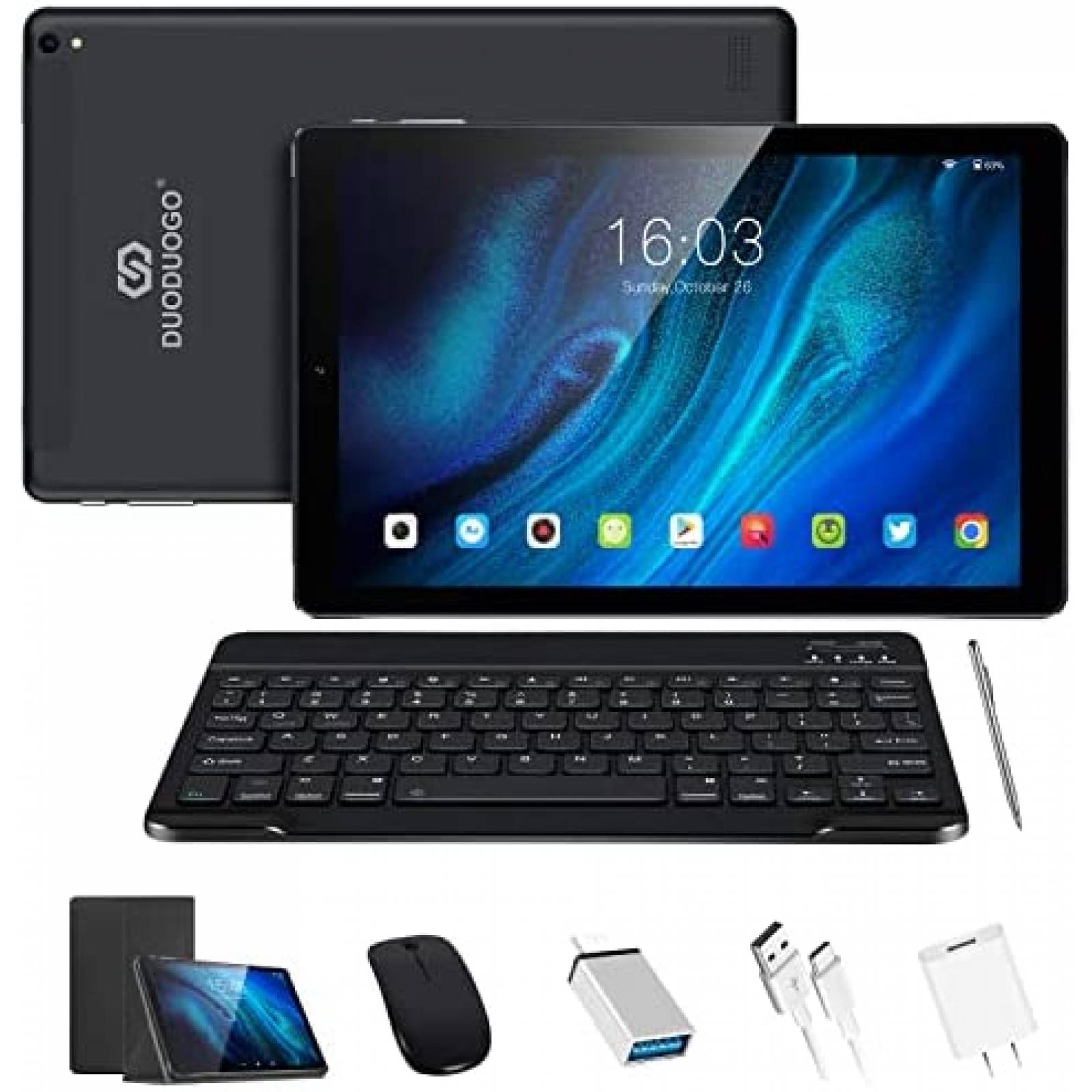 Tablet DUODUOGO 10.1'' QuadCore 64GB 128GB 13MP -Negro