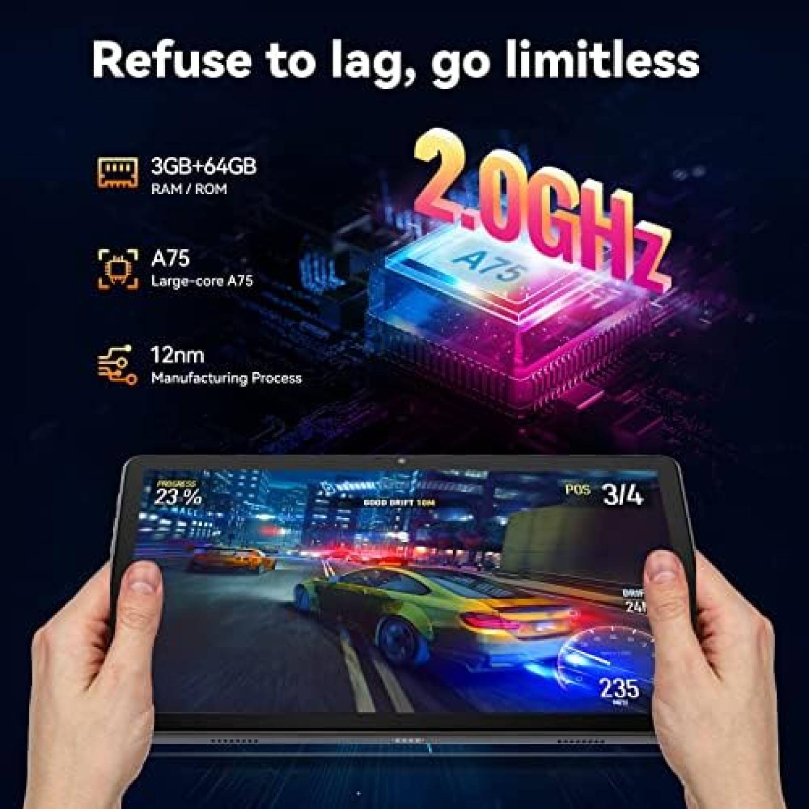 Tablet kinstone 10.1'' 64GB Bluetooth 5.0 WiFi -Gris