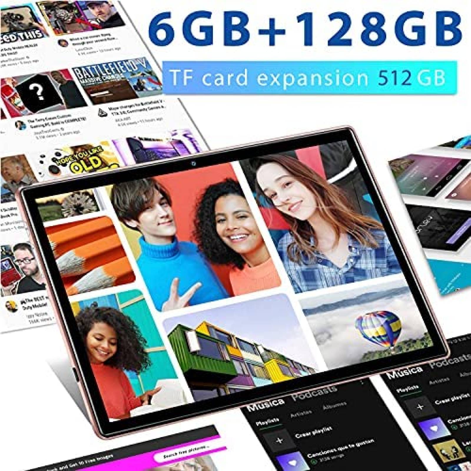 Tablet AOYODKG 10'' IPS 5GB RAM 128GB 8 Core Sim Dual -Rosa