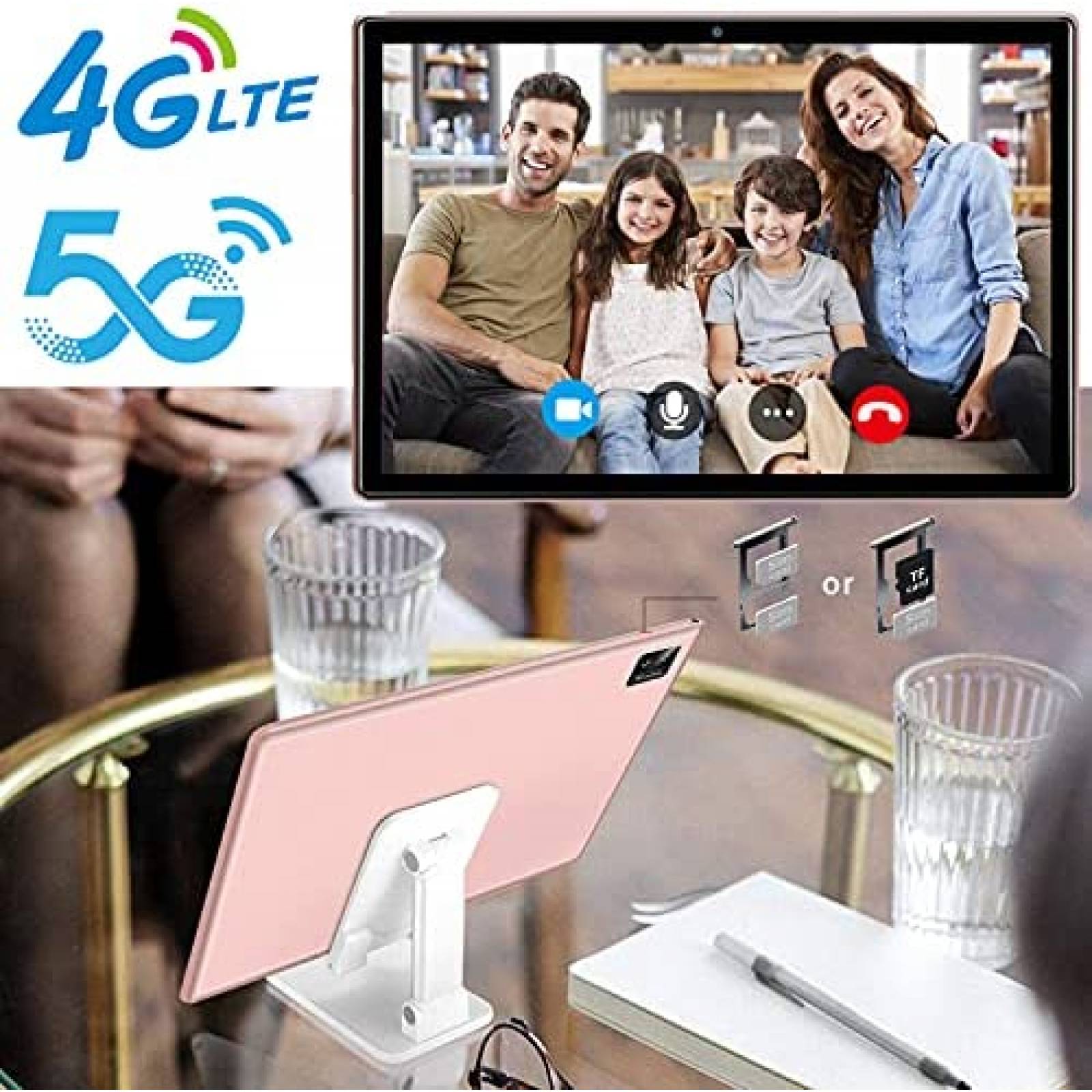 Tablet AOYODKG 10'' IPS 5GB RAM 128GB 8 Core Sim Dual -Rosa